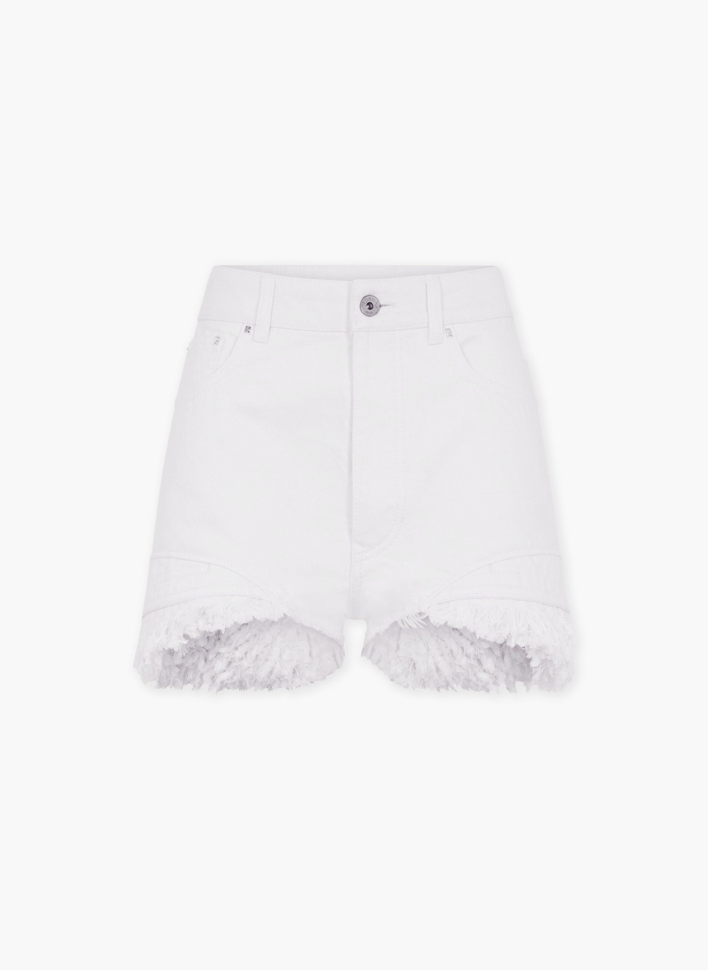 Mini short en denim avec franges RABANNE Blanc