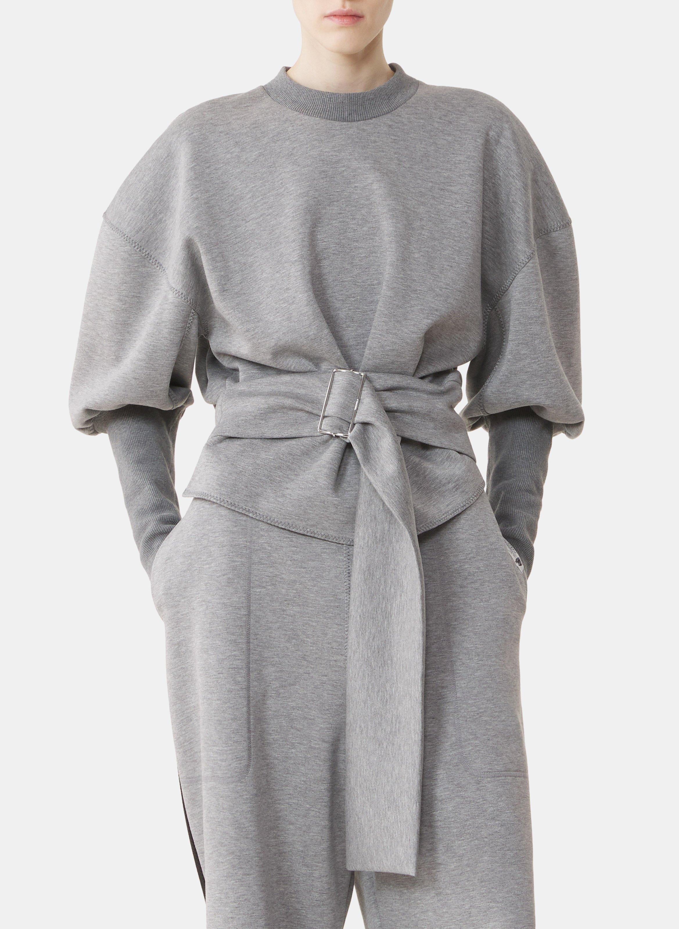 Sweatshirt ceinturé en jersey double face LANVIN Gris
