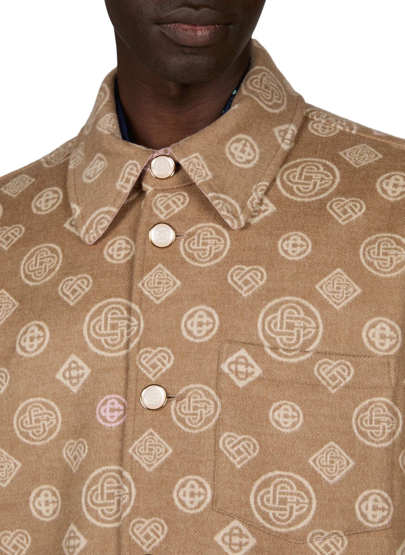 Virgin wool monogram overshirt CASABLANCA PARIS Beige