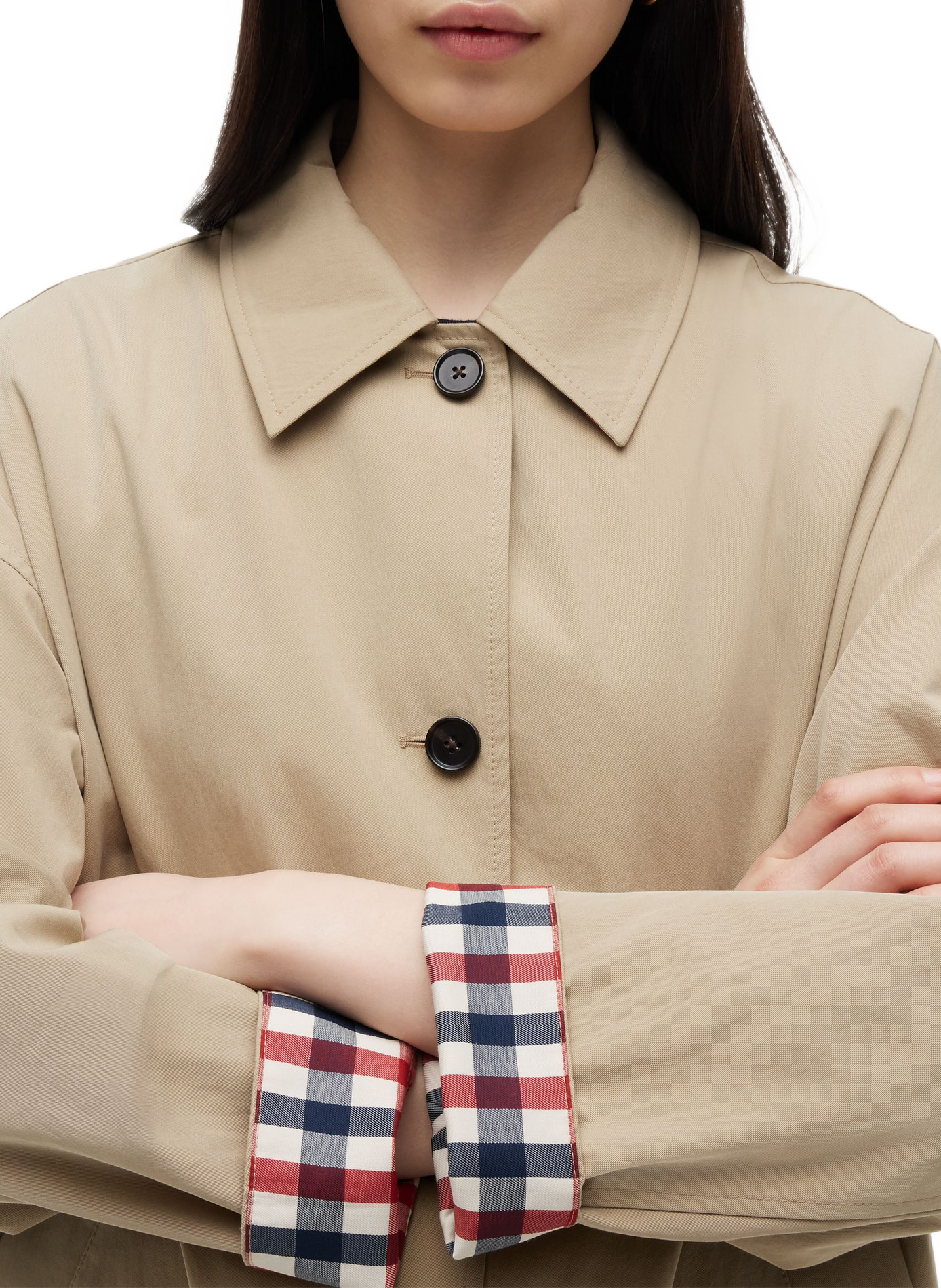 Classic collar trench coat in blended cotton TOMMY HILFIGER Beige