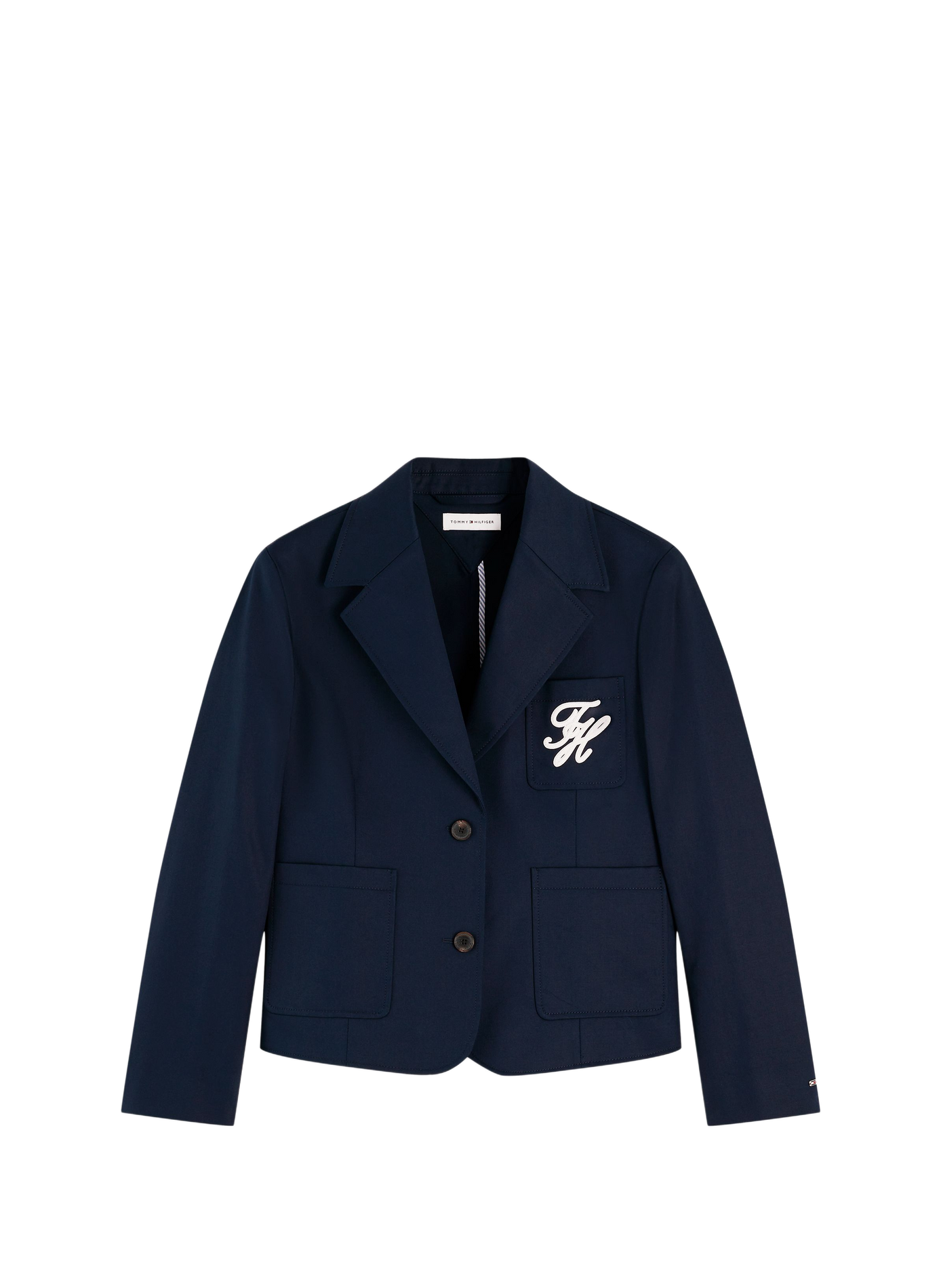 Blazer court à logo brodé en coton TOMMY HILFIGER Bleu