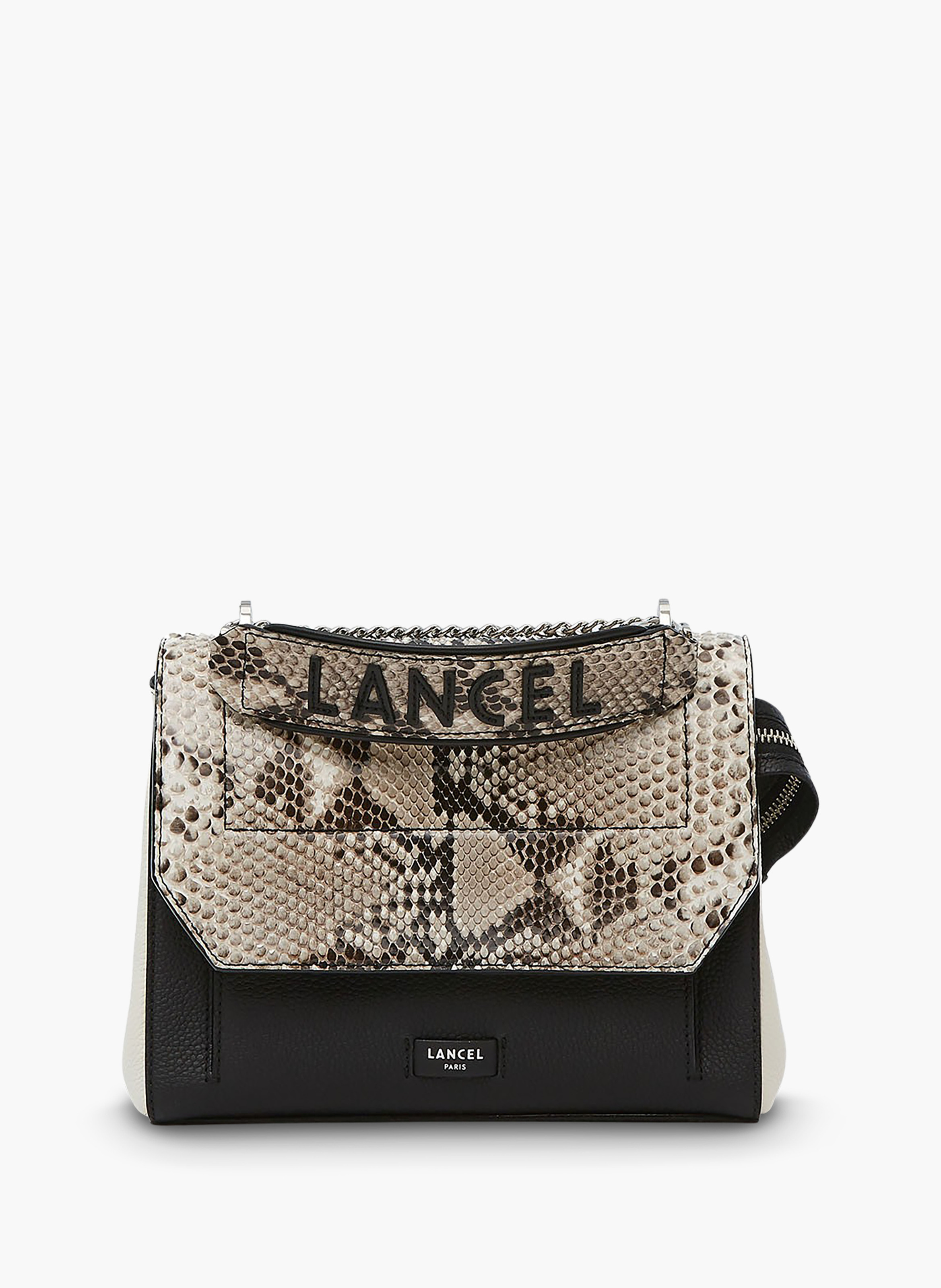 Sac rabat ninon de lancel en cuir de vachette graine & python LANCEL Gris