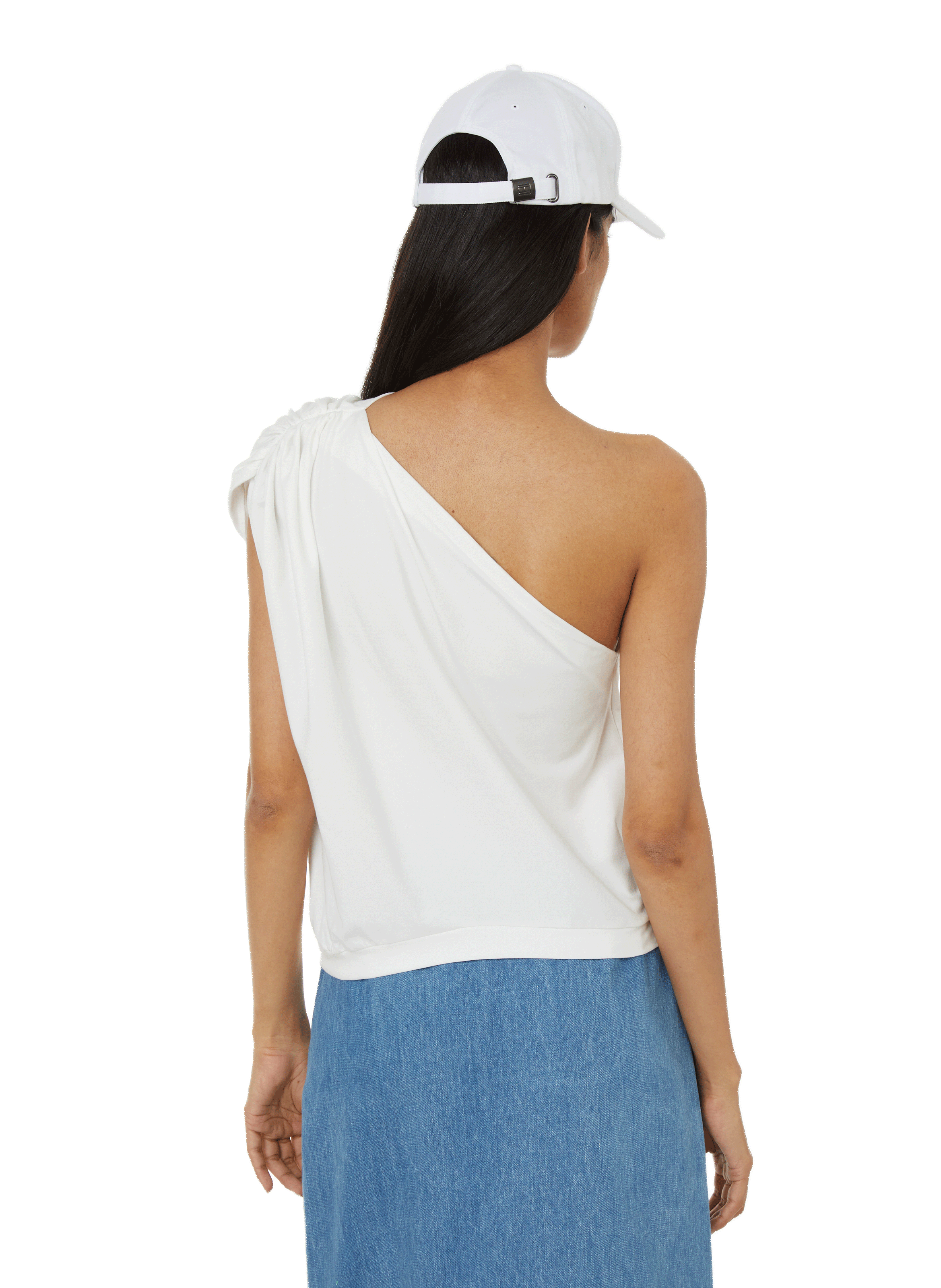 Asymmetric cotton top MOSSI White