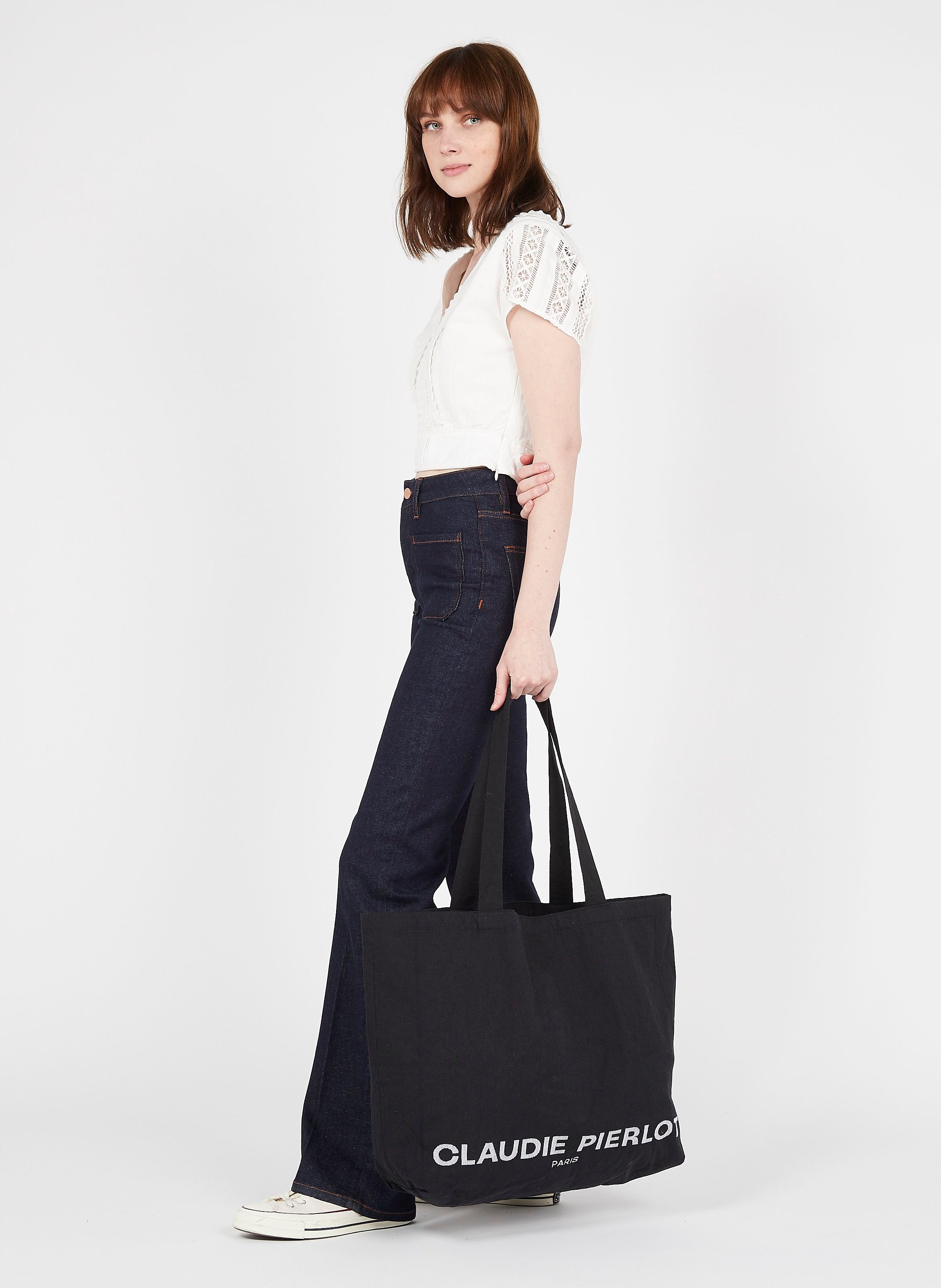 Sac cabas en coton recyclé CLAUDIE PIERLOT Noir
