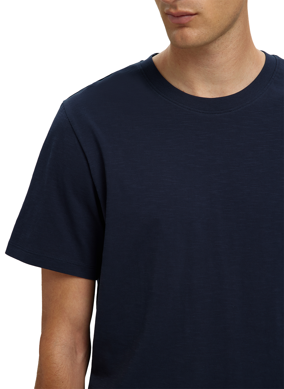 Straight-fit cotton T-shirt SELECTED Blue