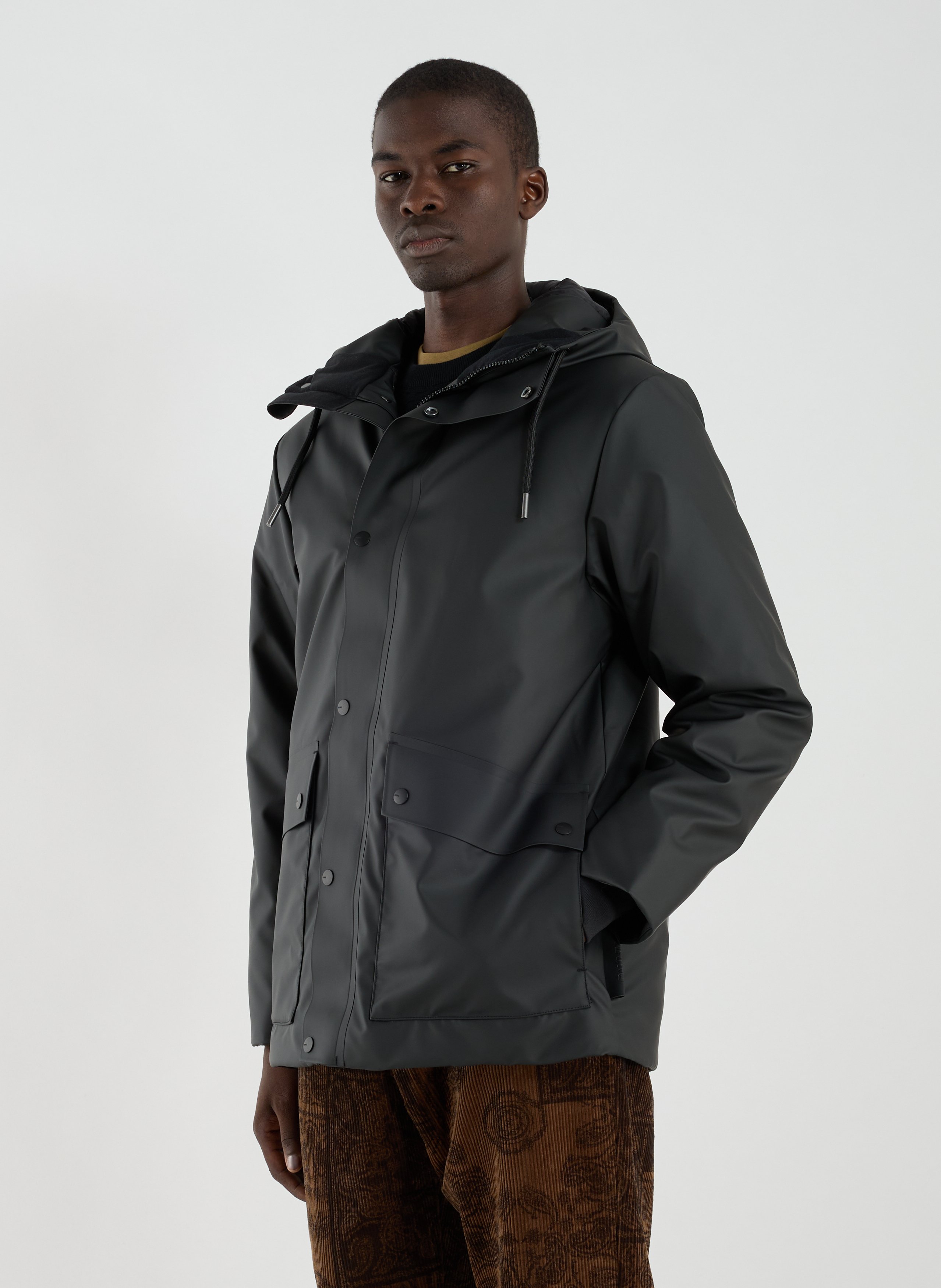 RAINS Parka droite à capuche Noir