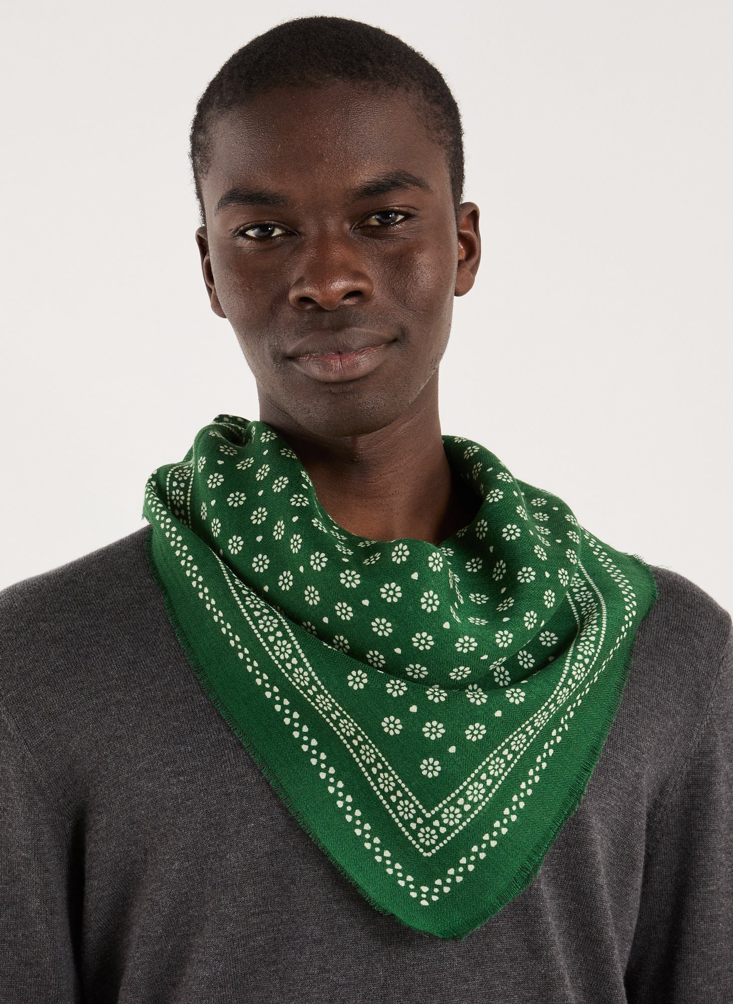 Foulard à imprimé en laine MOISMONT Vert