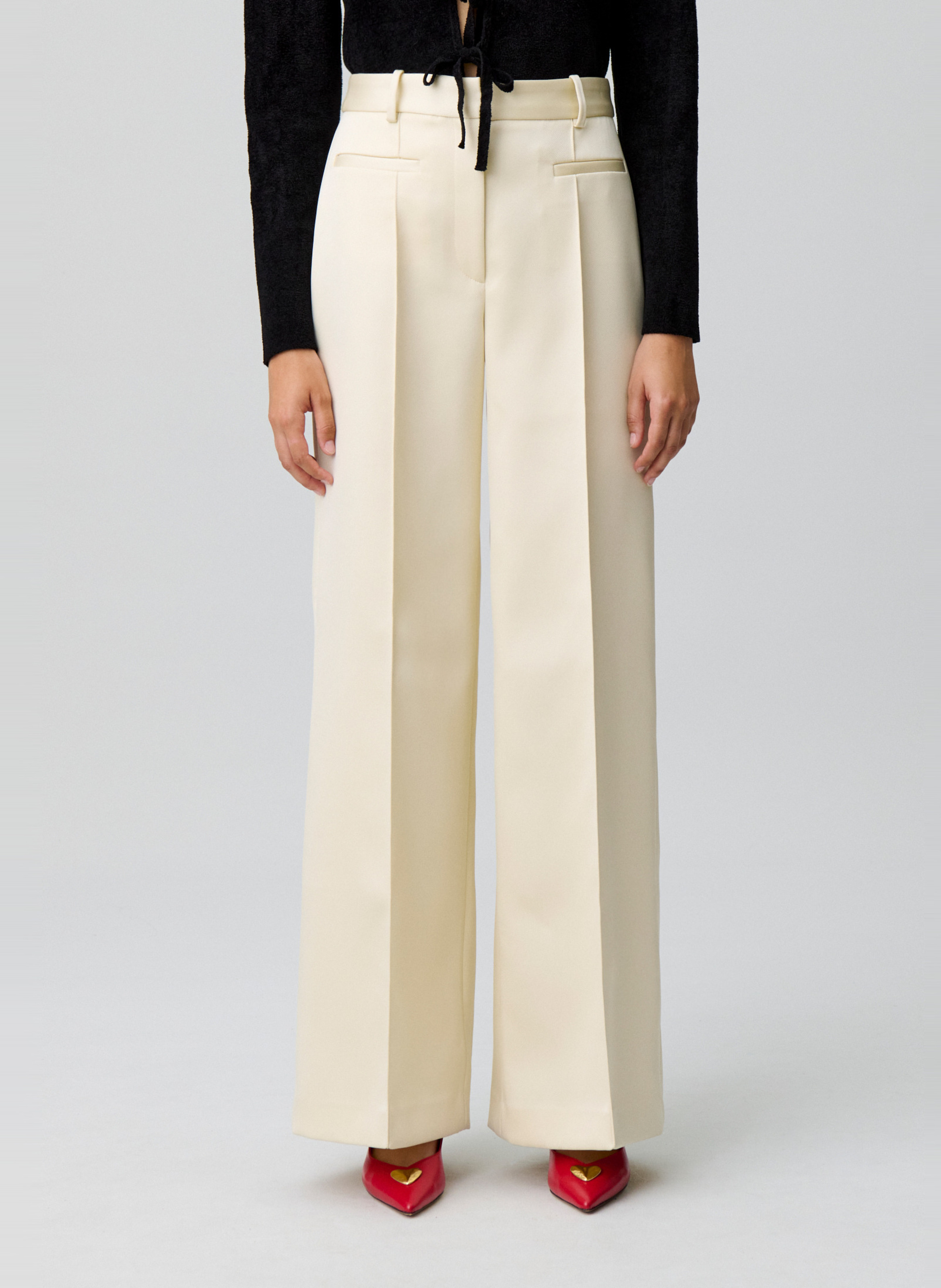 Pantalon droit tailleur taille haute uni priam CLAUDIE PIERLOT Blanc