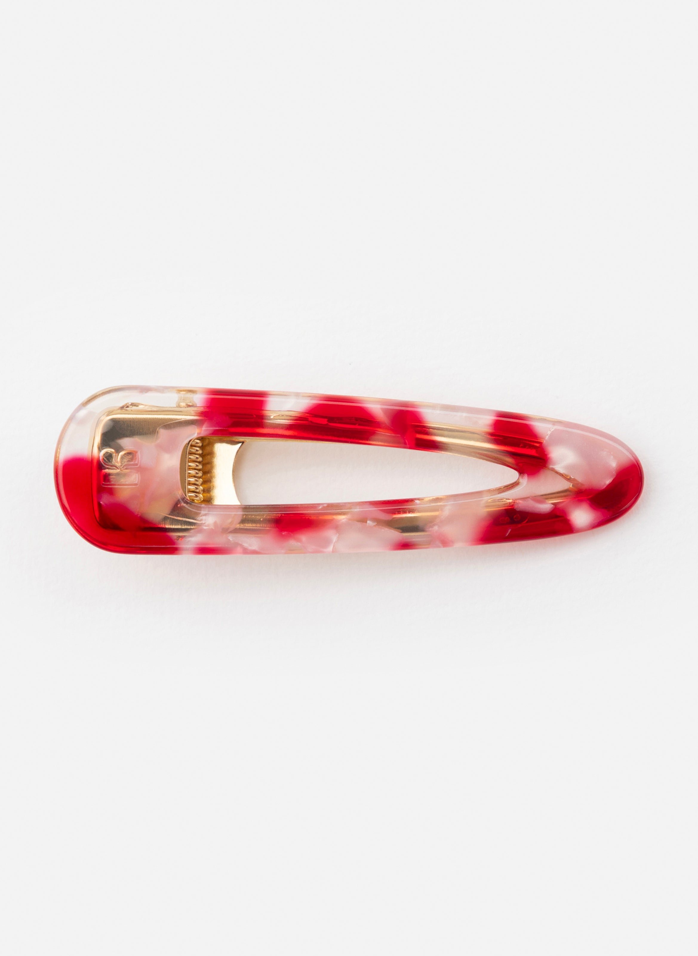 Barrette à cheveux triangle en acétate de cellulose et acier inoxydable KURAGE GINZA Rouge