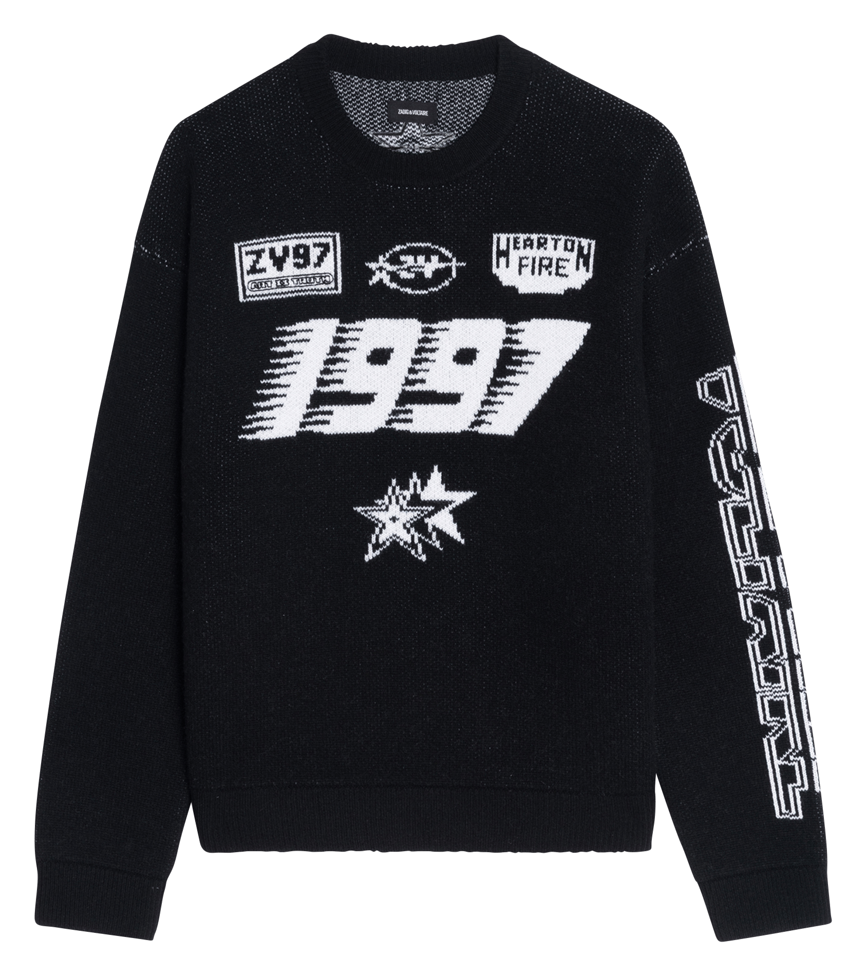 Pull droit col rond en laine et cachemire marko ZADIG&VOLTAIRE Noir