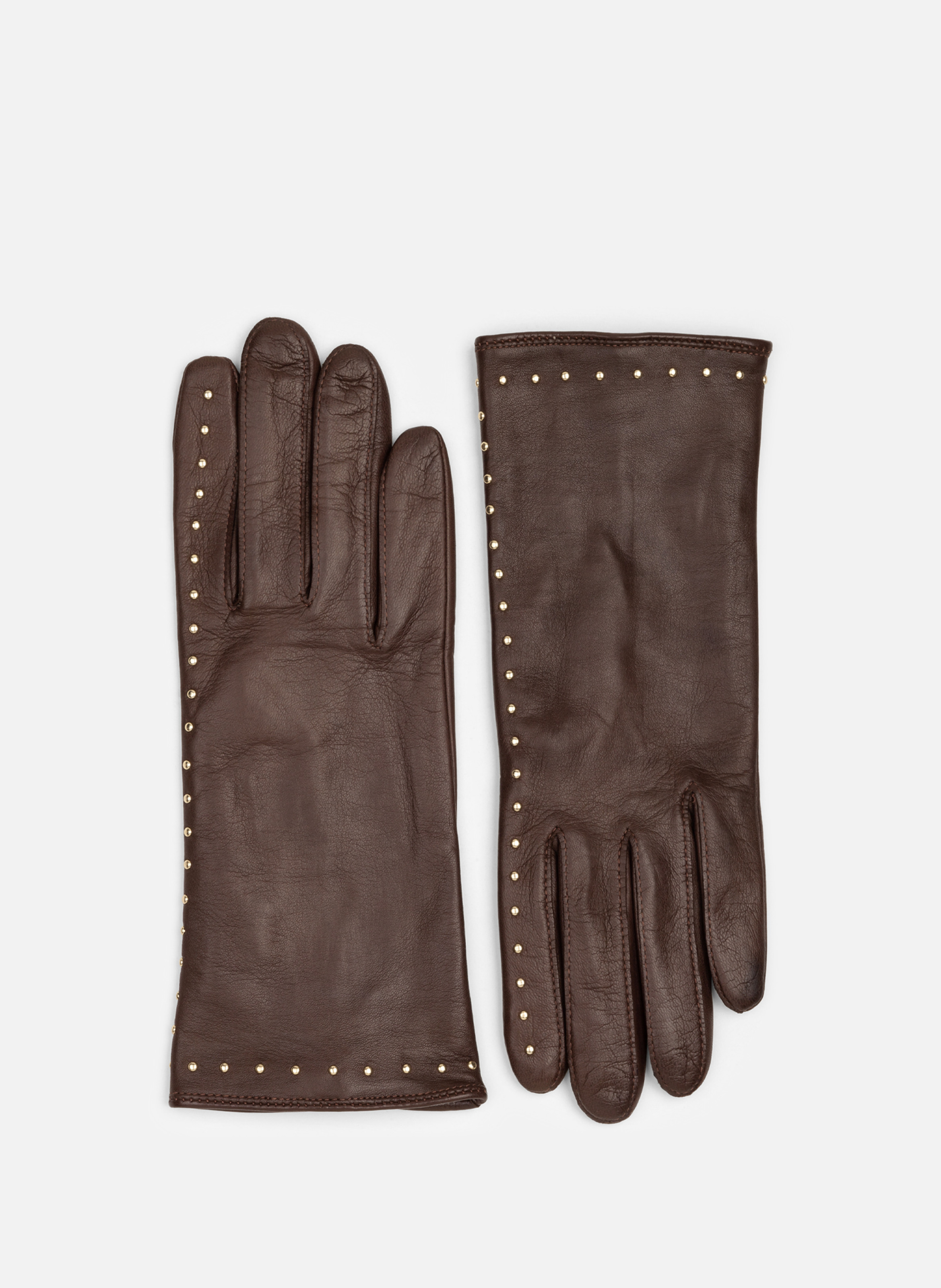 Gants en cuir d'agneau lisse LANCASTER Marron