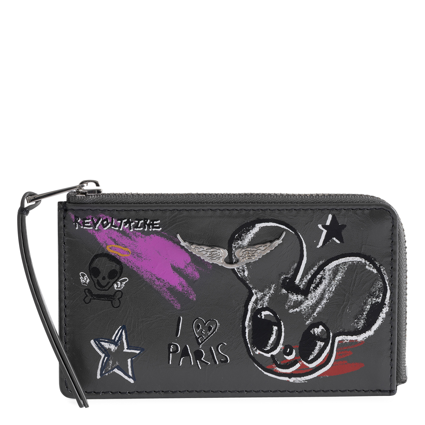 Porte-cartes en cuir imprimé zv card ZADIG&VOLTAIRE Gris