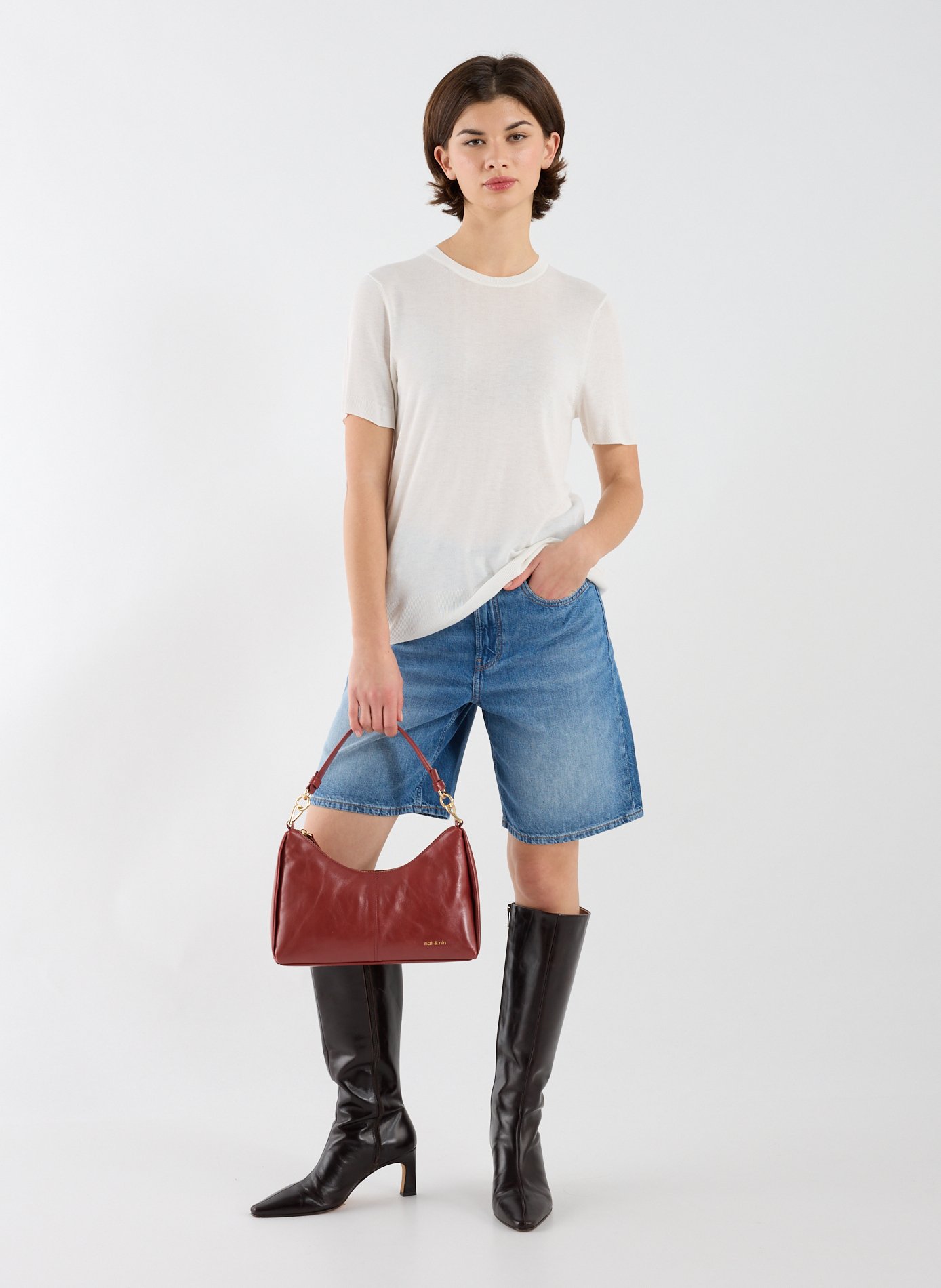 Sac métallisé Rejina en cuir NAT &amp; NIN Rouge