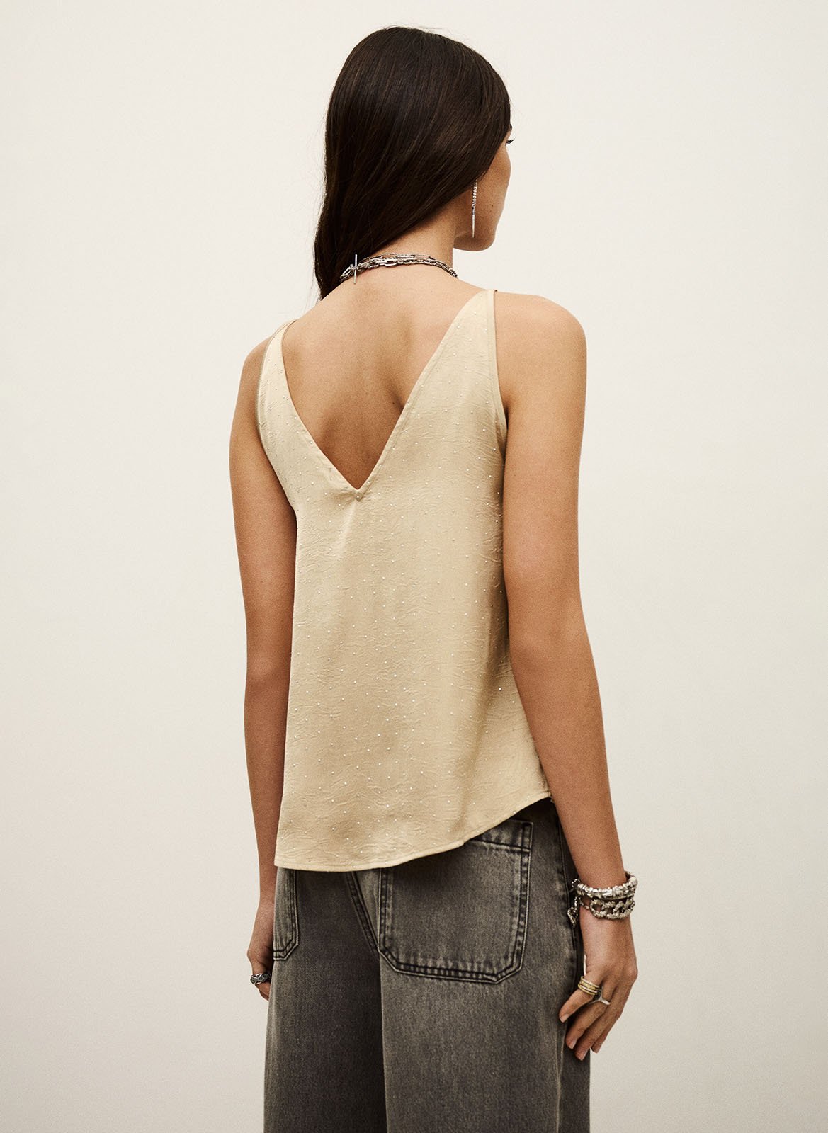 Top droit à studs digue BA&SH Doré