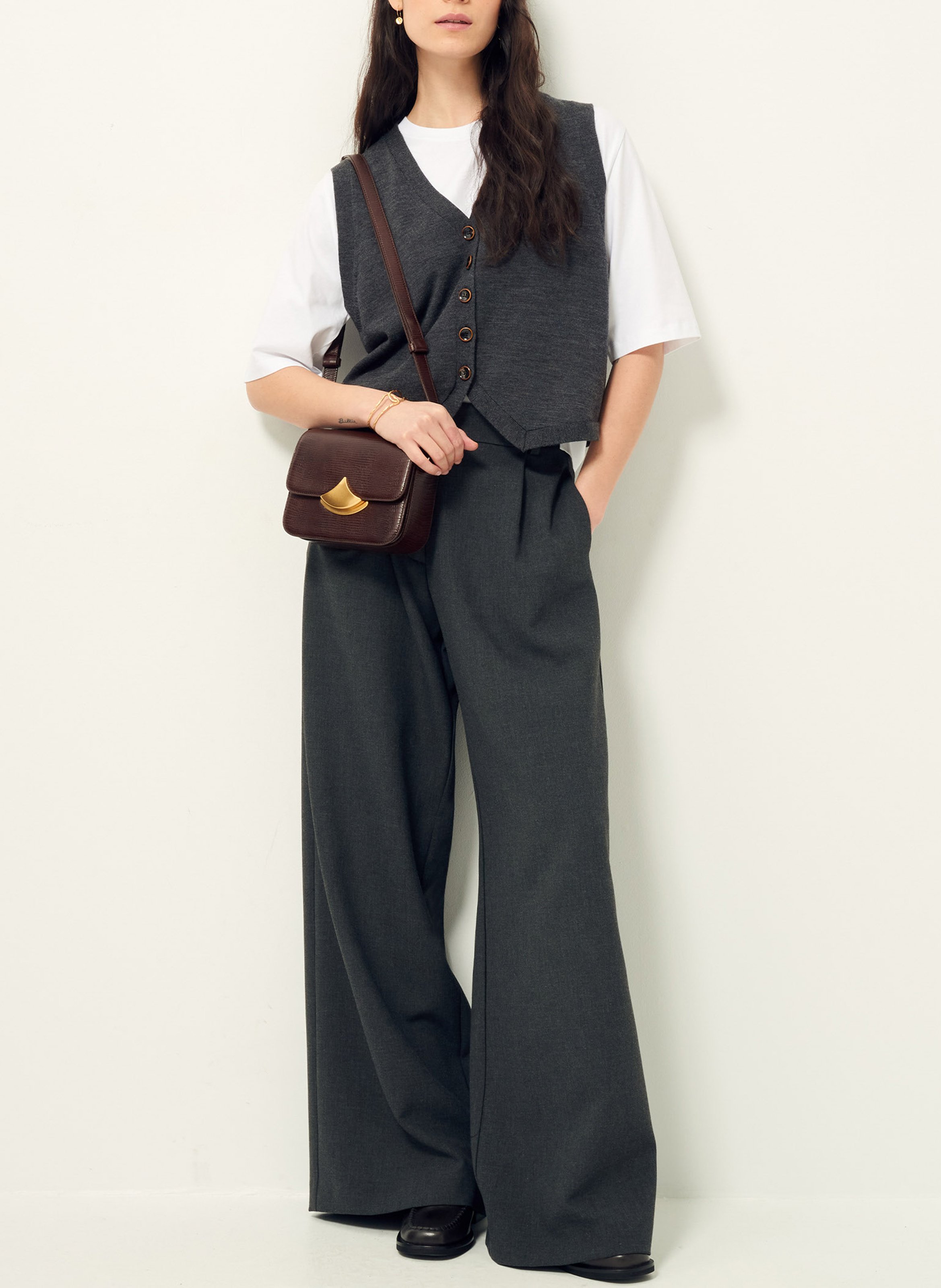 Sac bandoulière en cuir effet crocodile diviluz mimo e SESSUN Marron