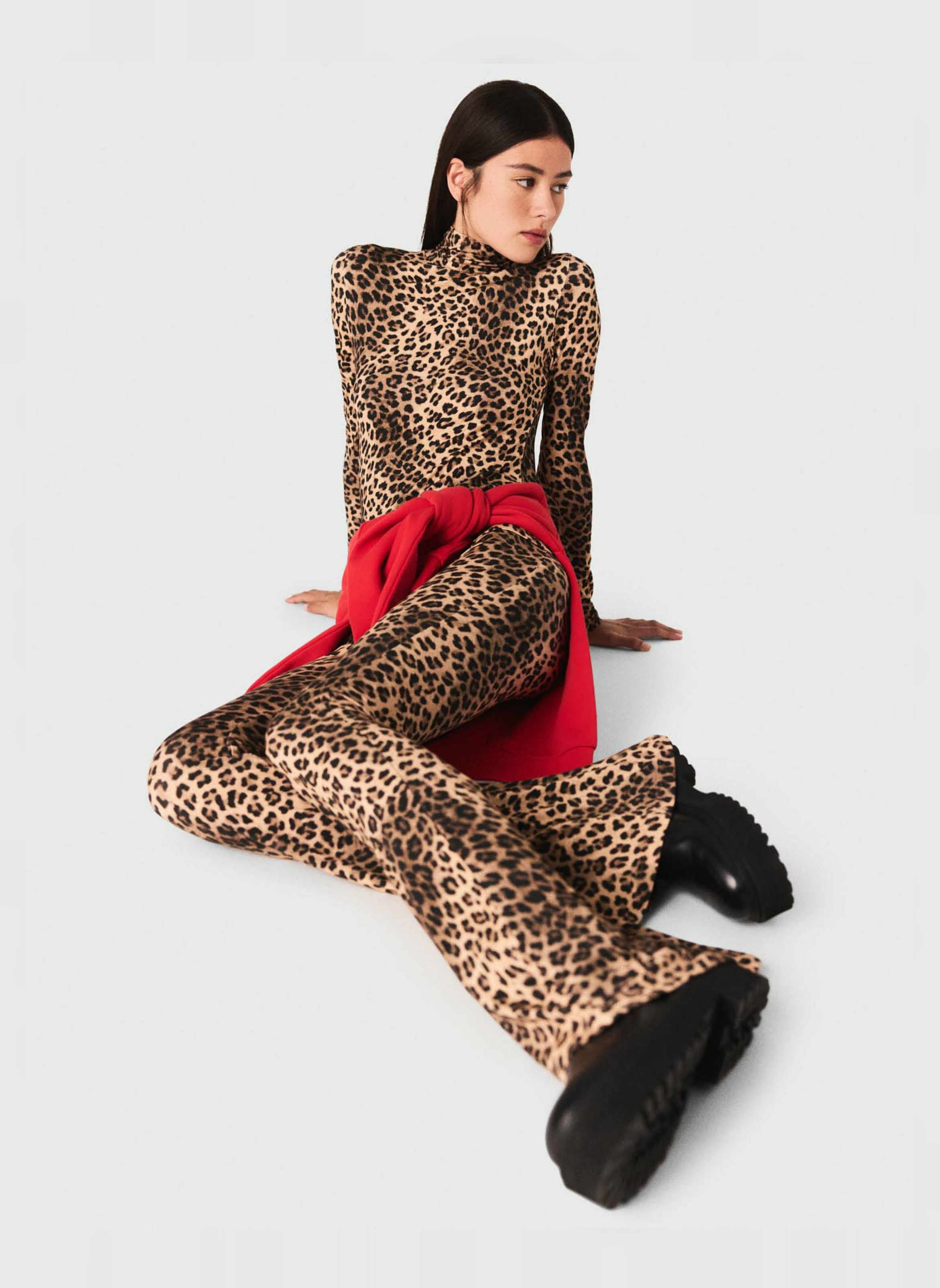 Legging évasé imprimé léopard MAJE Marron