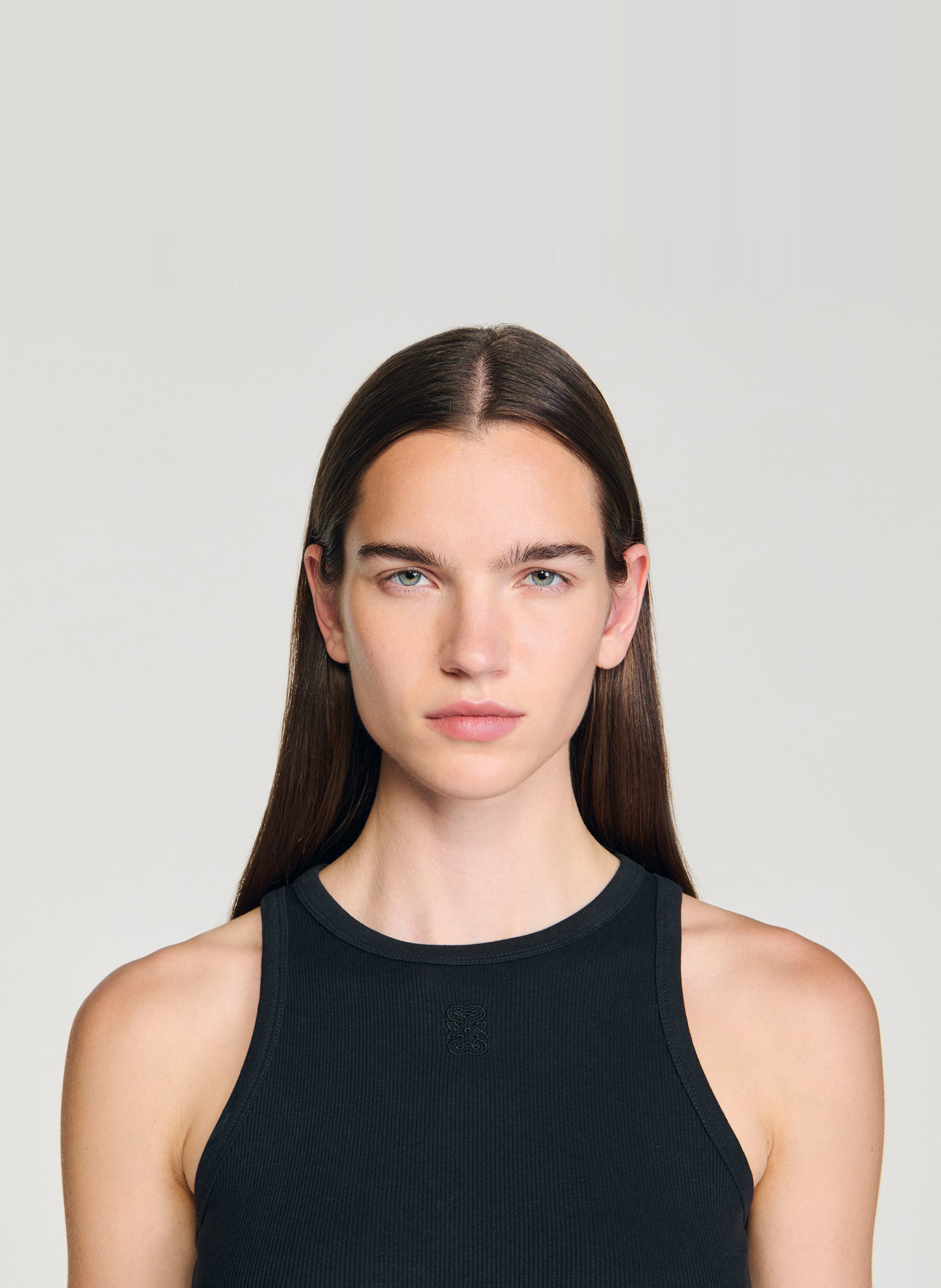 Débardeur col rond en coton SANDRO Noir