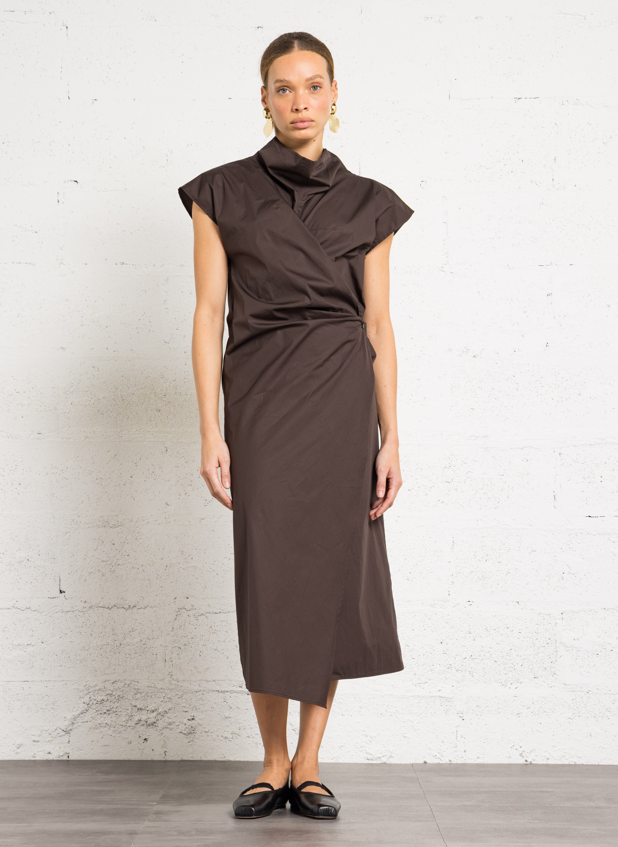 Robe longue portefeuille unie foggia SOEUR Marron