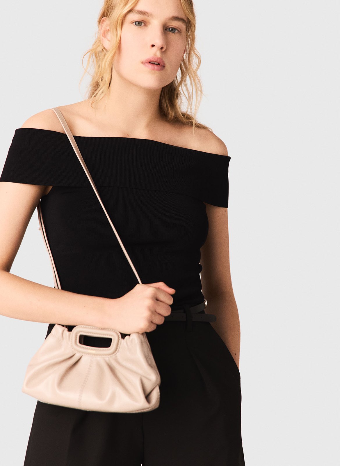 Top col bardot MAJE Noir