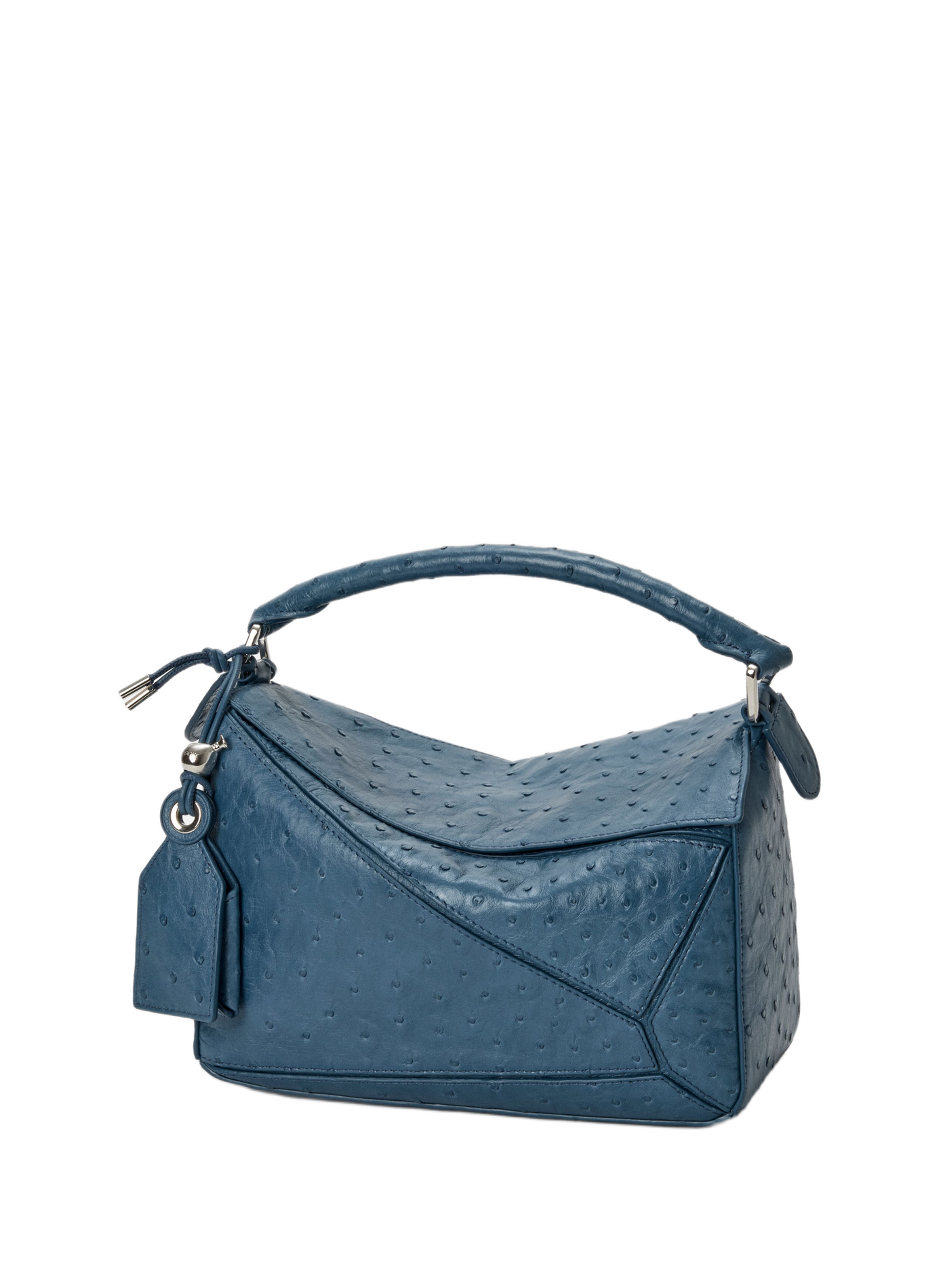 Small Featherlight Puzzle bag in ostrich leather LOEWE Blue