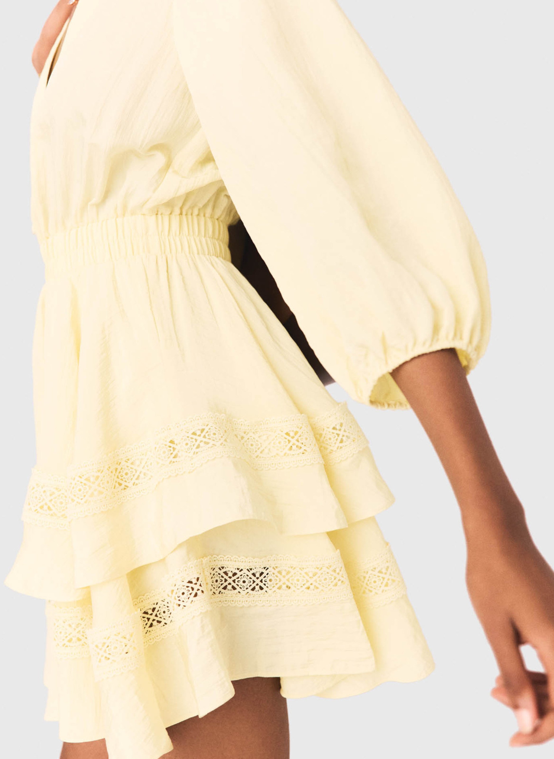 Robe courte évasée col v MAJE Jaune