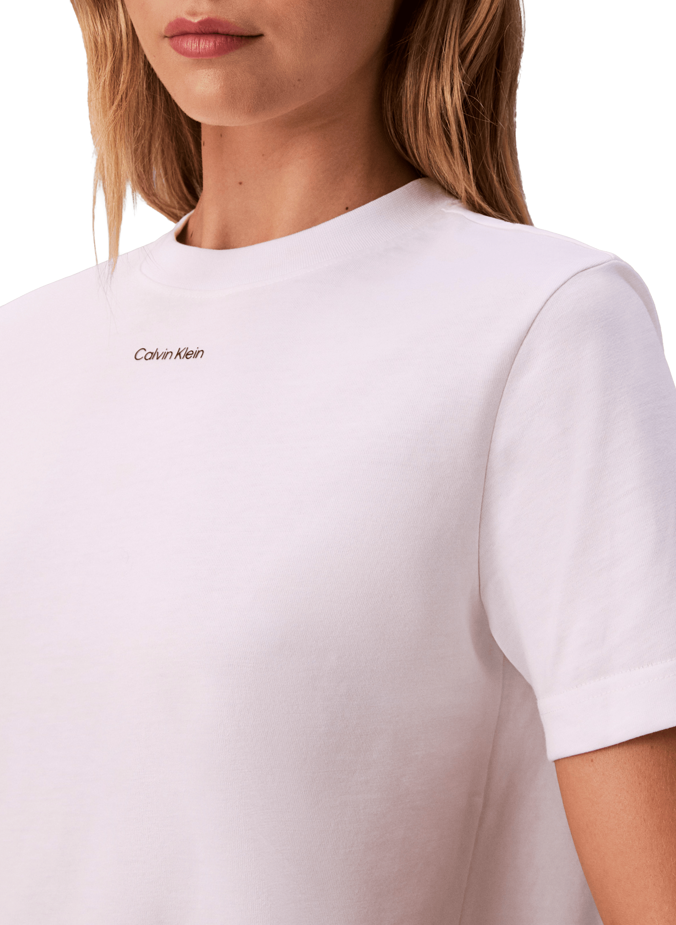 T-shirt col rond en coton CALVIN KLEIN Blanc