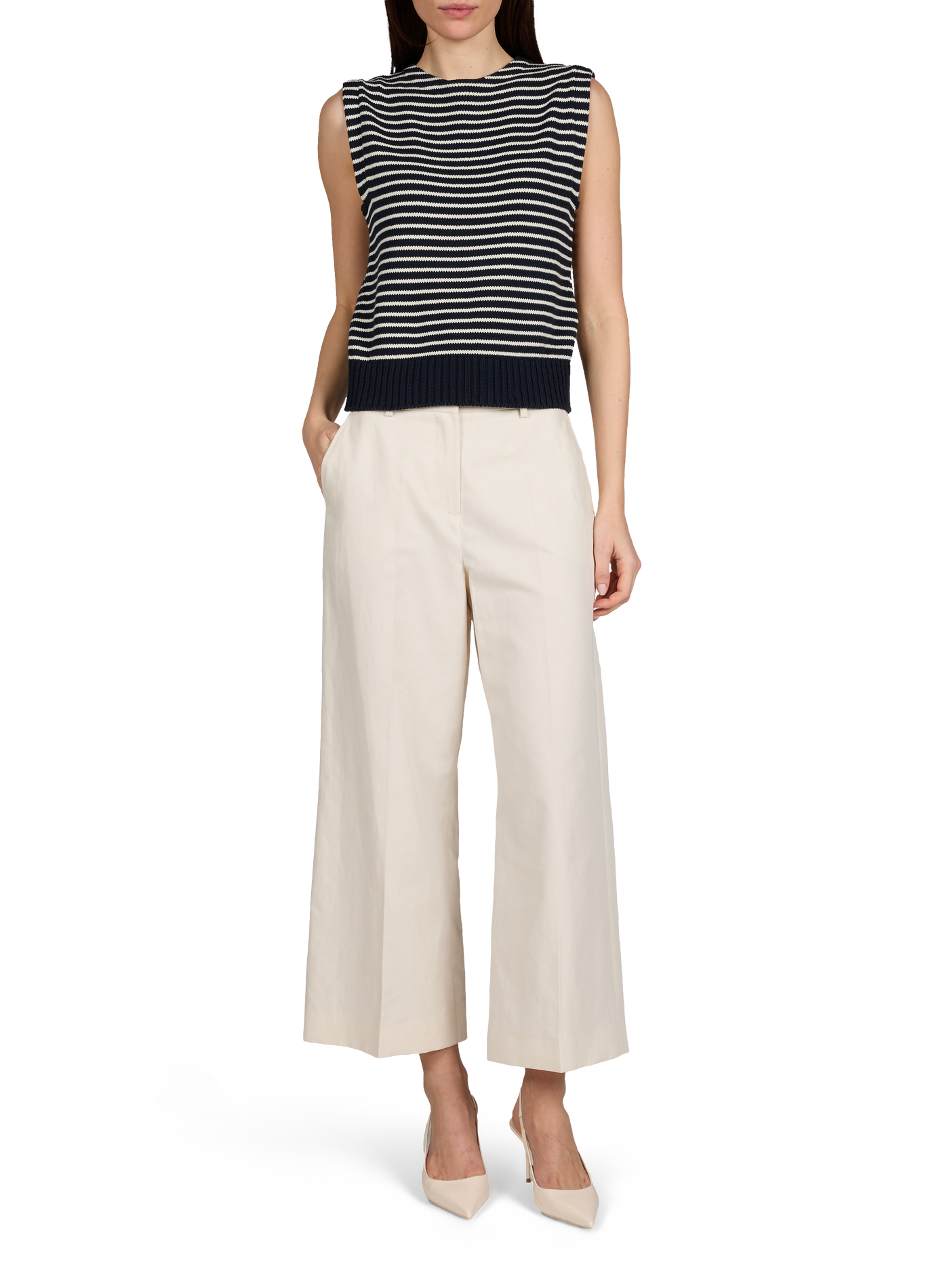 Striped sleeveless cotton blend sweater MAX MARA WEEK END Blue