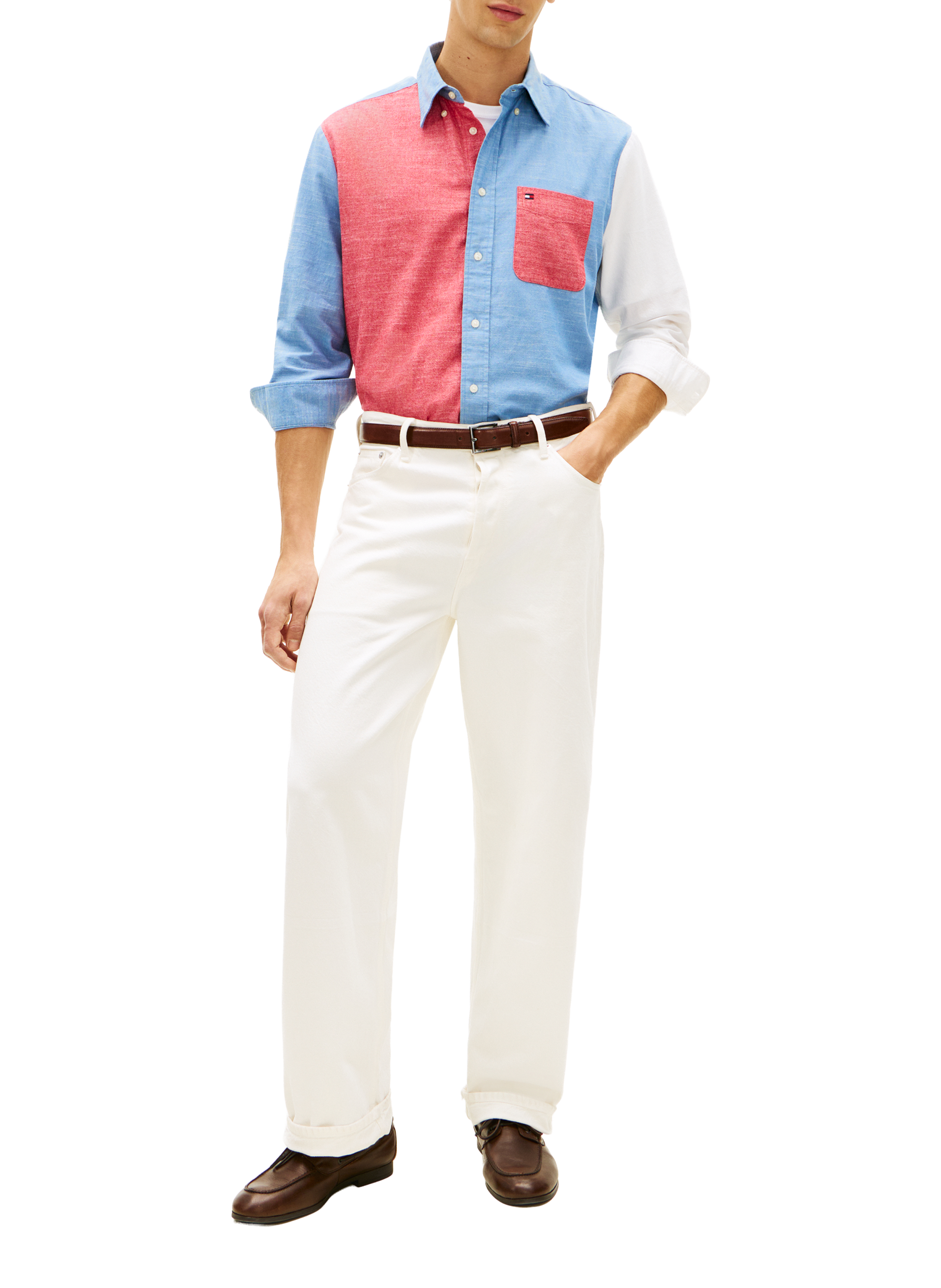 Straight shirt with classic collar in cotton TOMMY HILFIGER Red