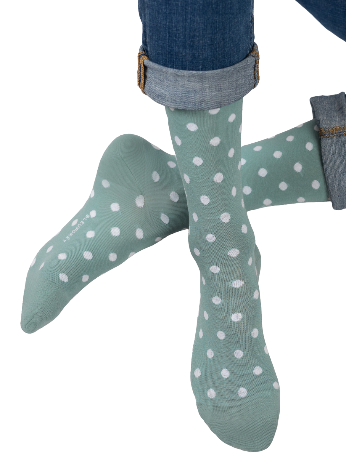 Mid-high socks with polka dots. BLEUFORÊT Green