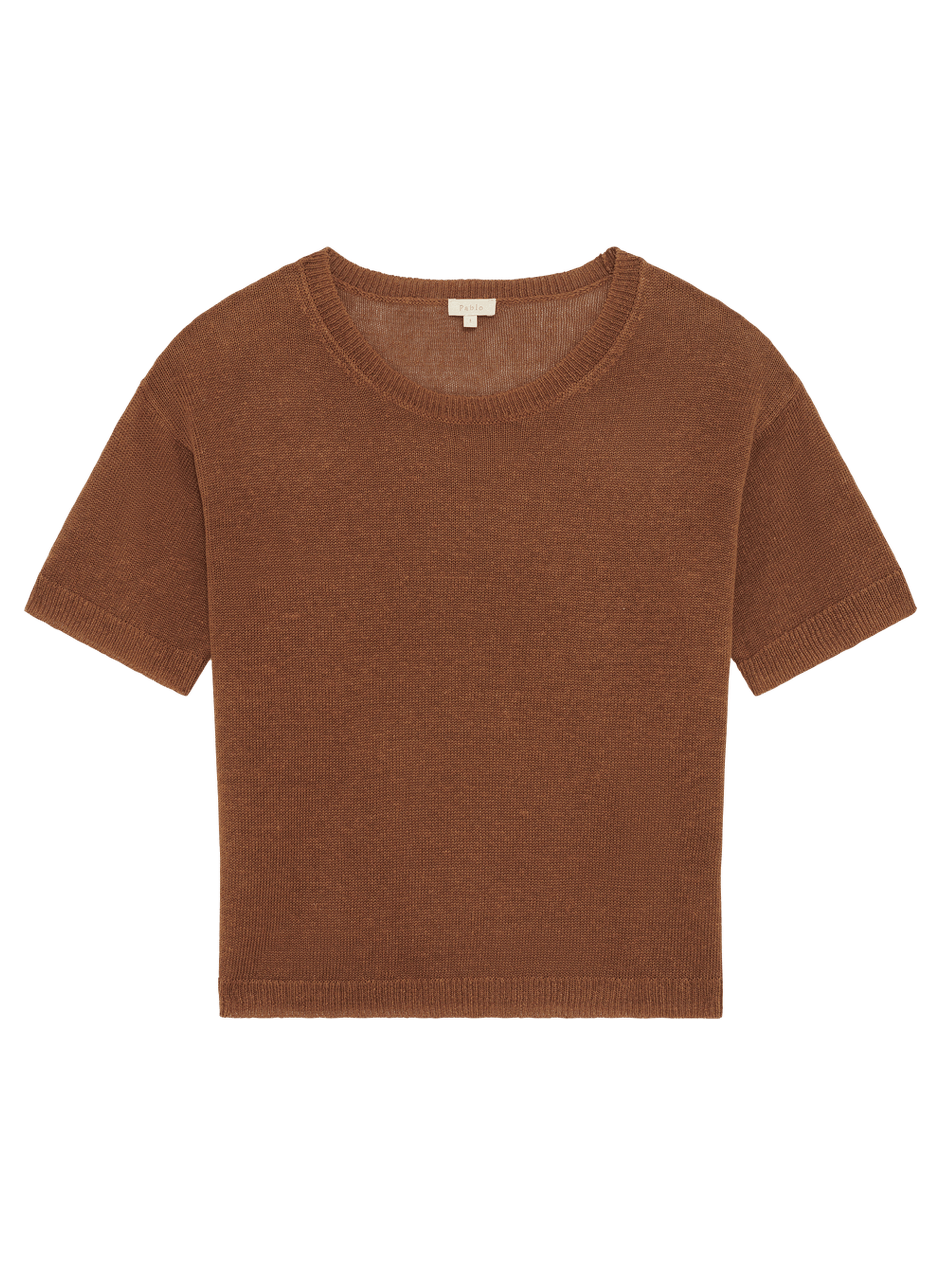 Pull ample en lin à manches courtes - laelia PABLO Marron