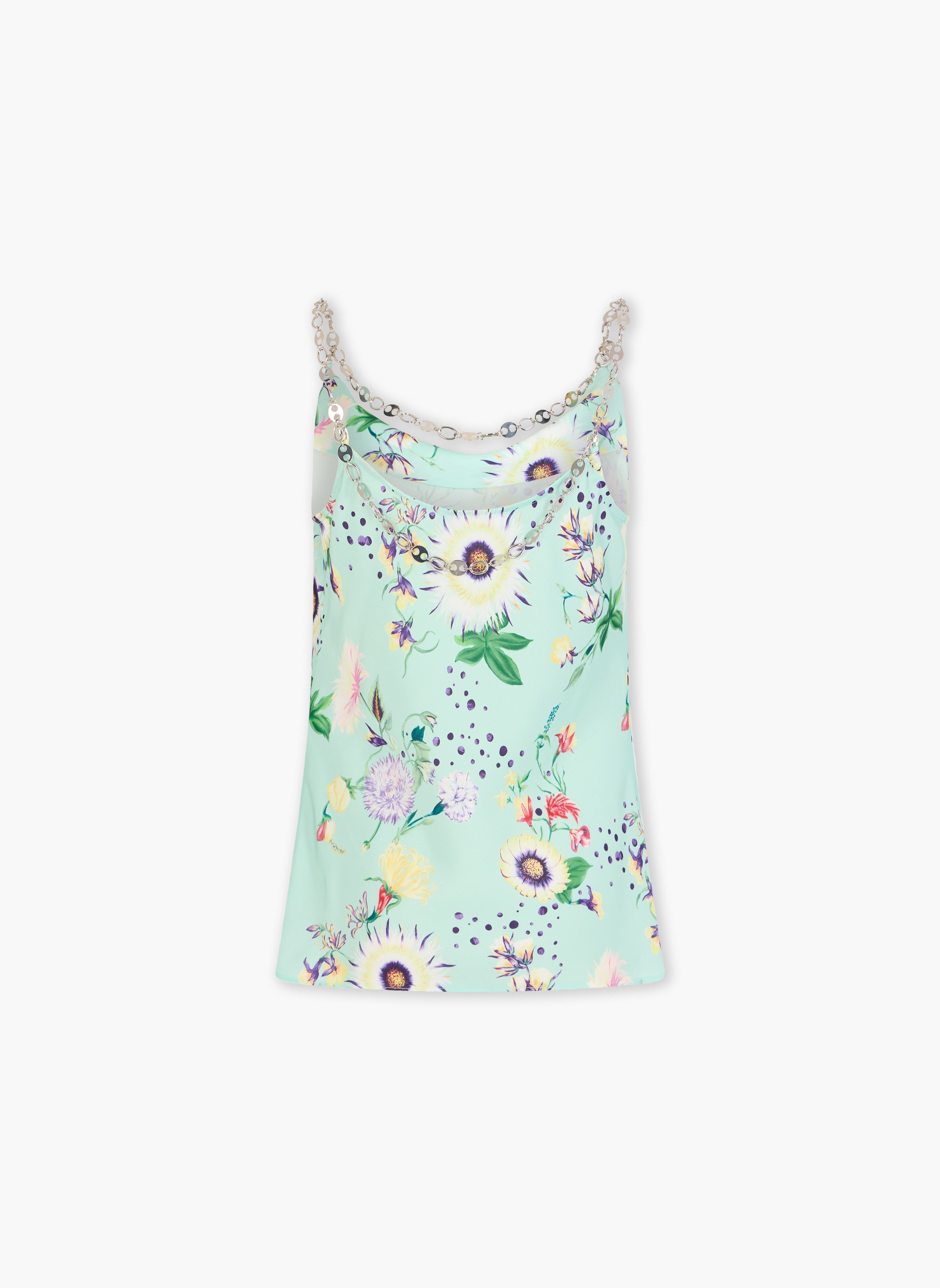 Top à motifs floraux avec détails chaînes RABANNE Vert