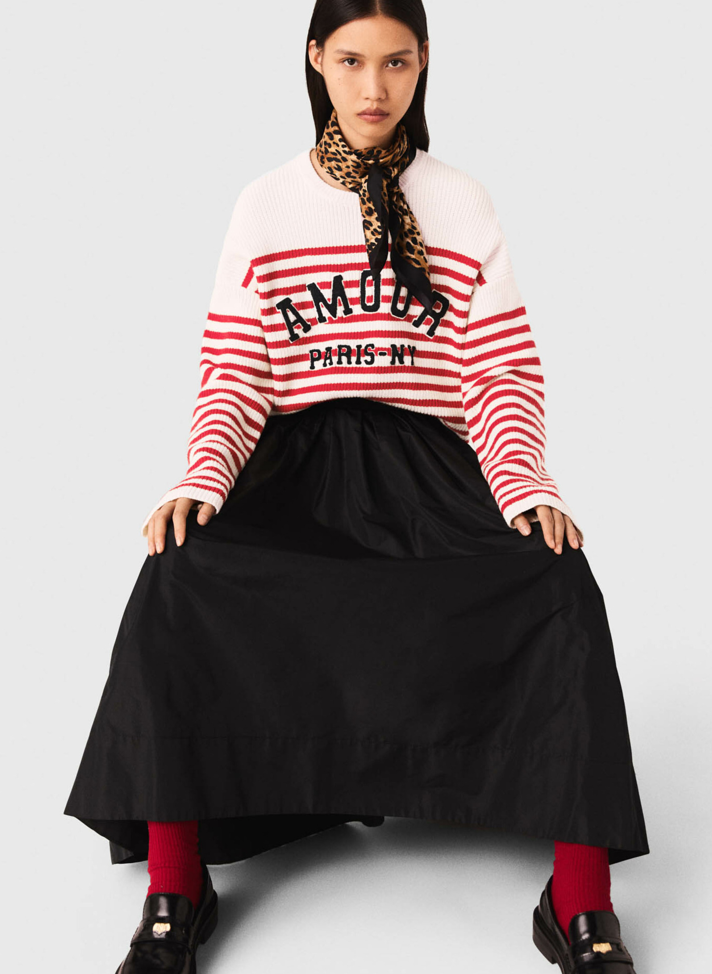 Jupe longue évasée MAJE Noir