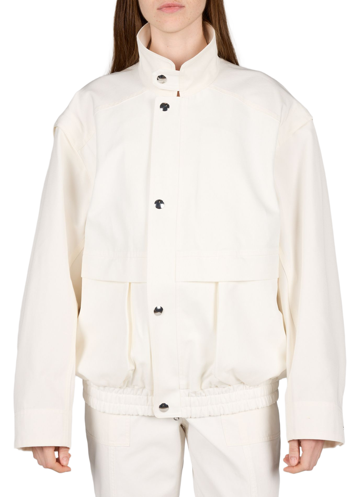 Jacket with removable zippered sleeves in cotton TIBI White