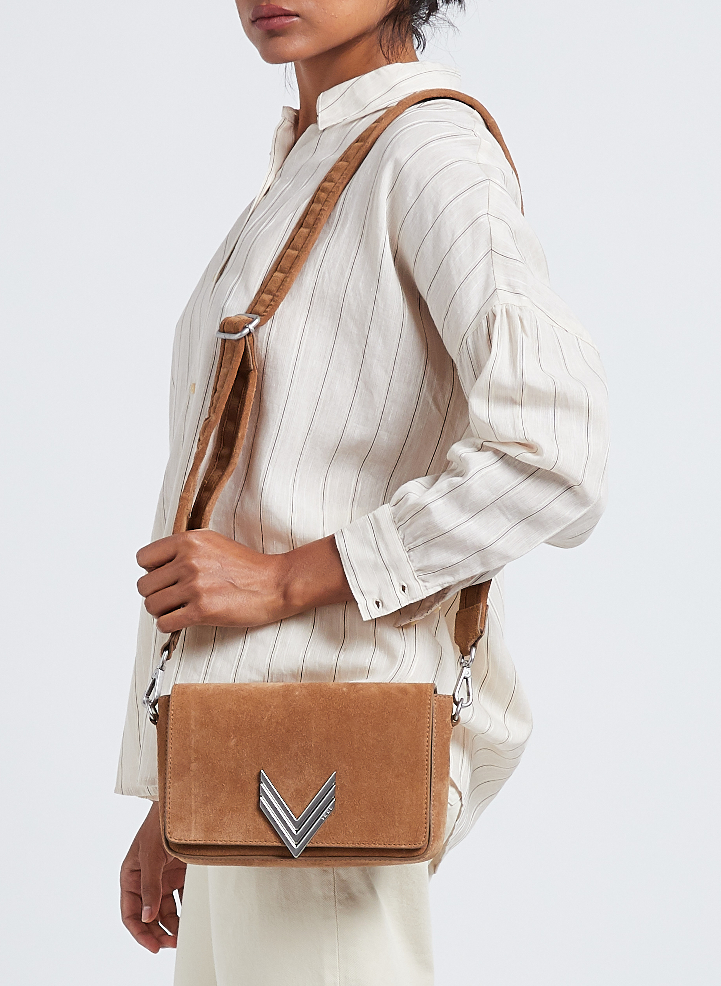 Sac bandoulière matelassé en cuir IKKS Marron