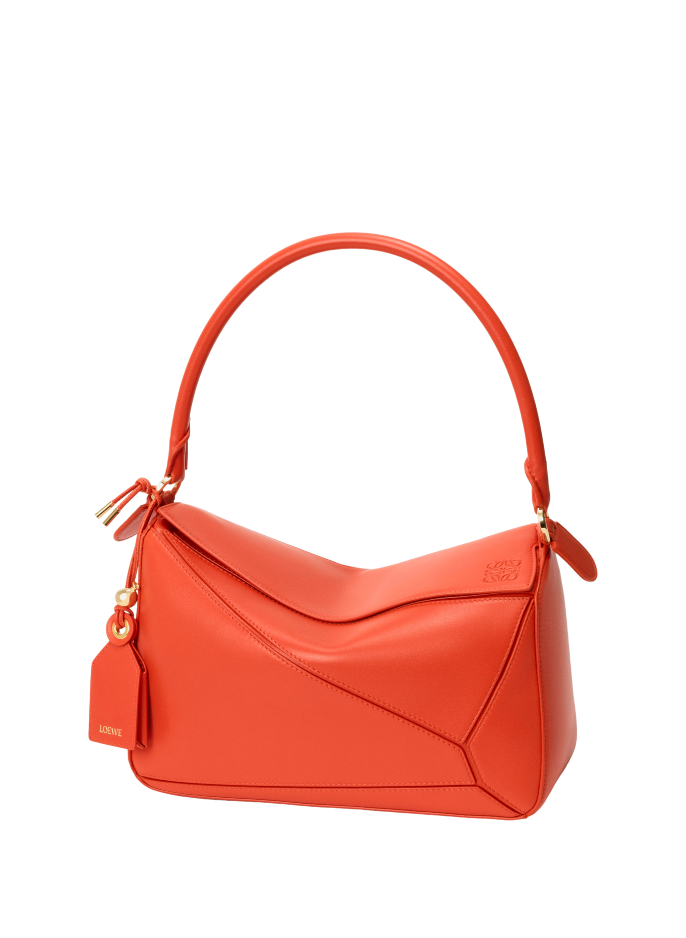 Medium Featherlight Puzzle Bag in Nappa Lambskin Leather LOEWE Orange