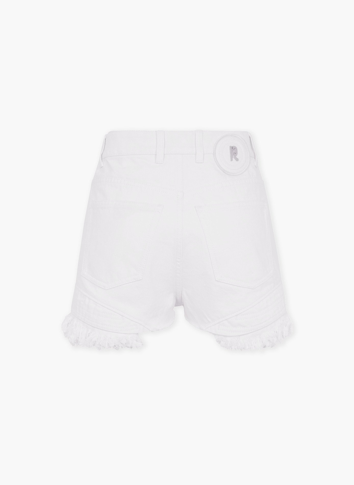 Mini short en denim avec franges RABANNE Blanc
