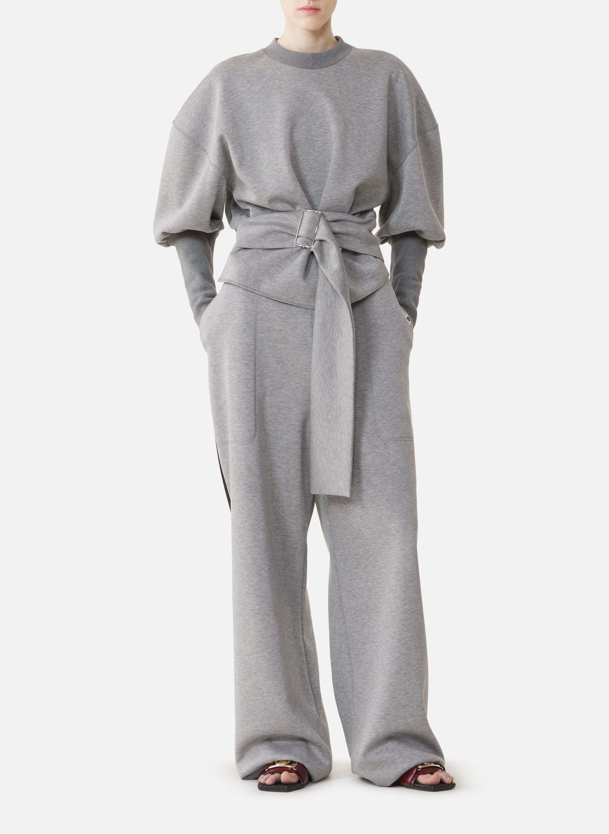 Sweatshirt ceinturé en jersey double face LANVIN Gris