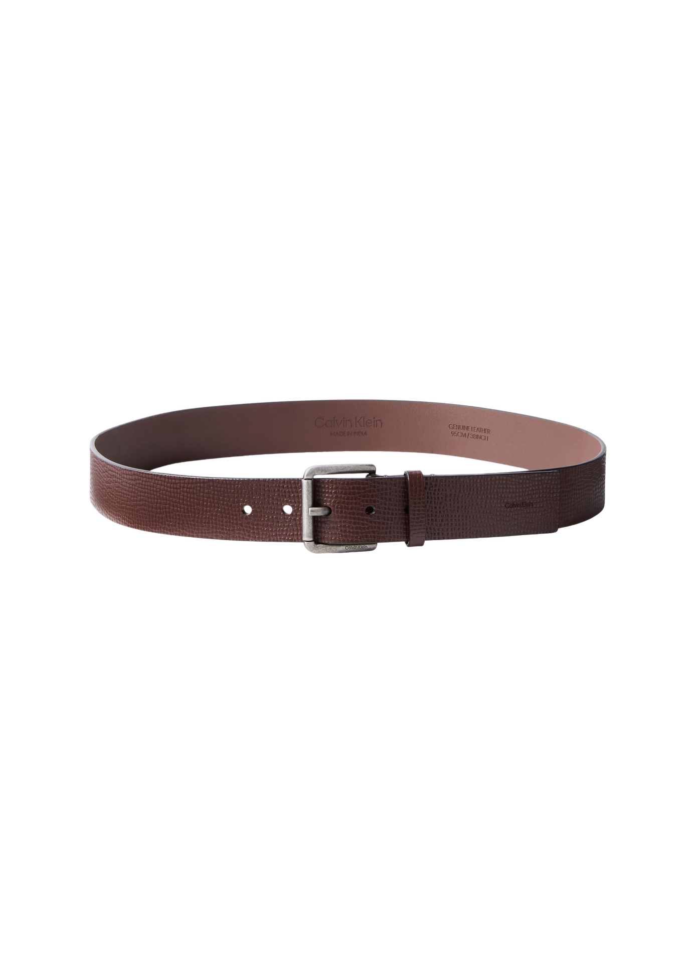 Textured Belt with Adjustable Leather Buckle CALVIN KLEIN Brown
