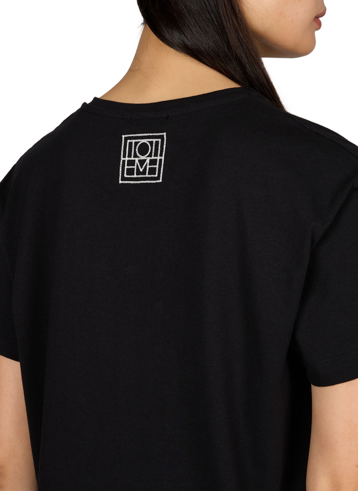 Straight cut organic cotton embroidered t-shirt TOTEME Black