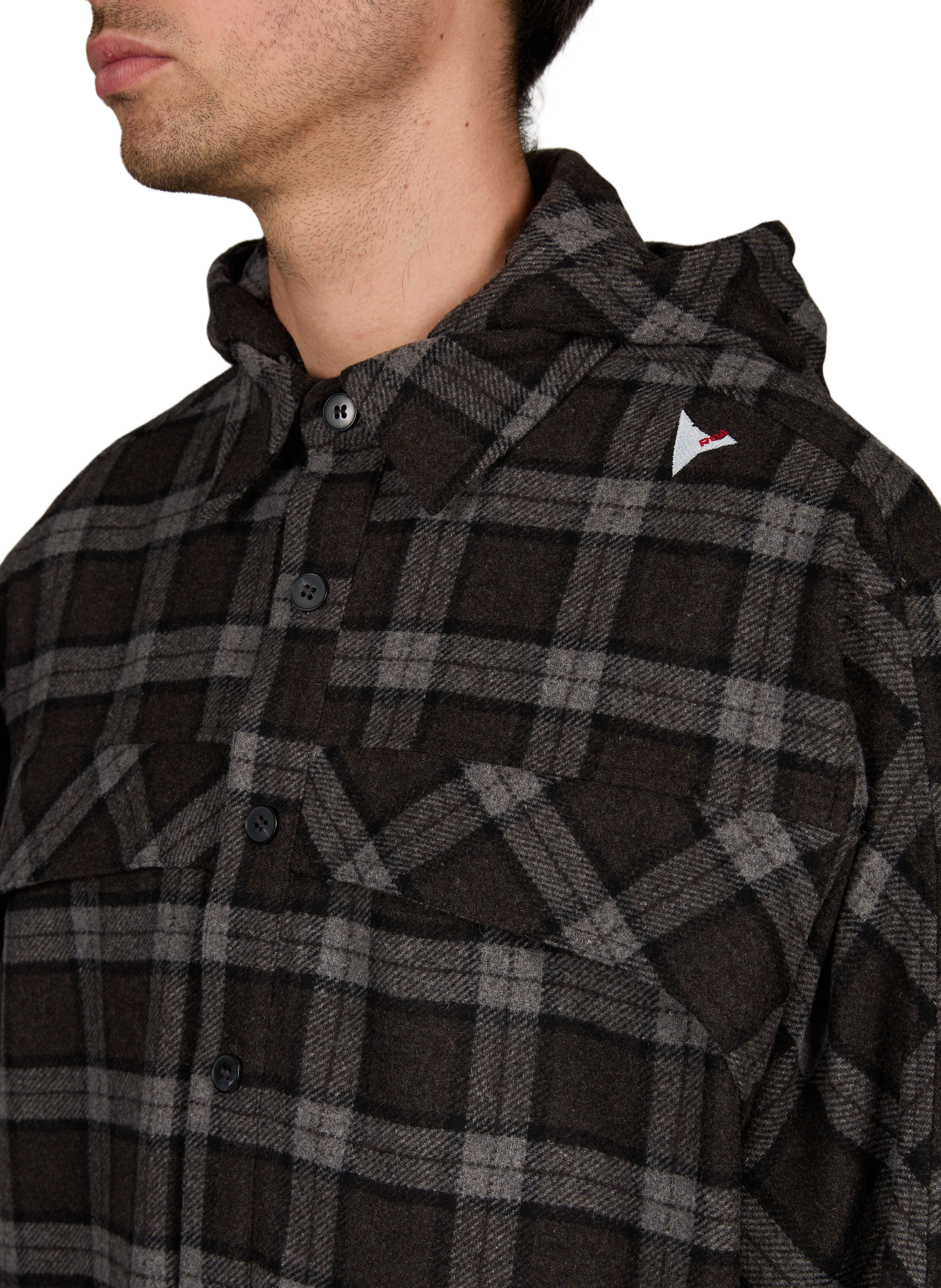 Logg straight-fit checked shirt with a classic collar and hood ROA Grey