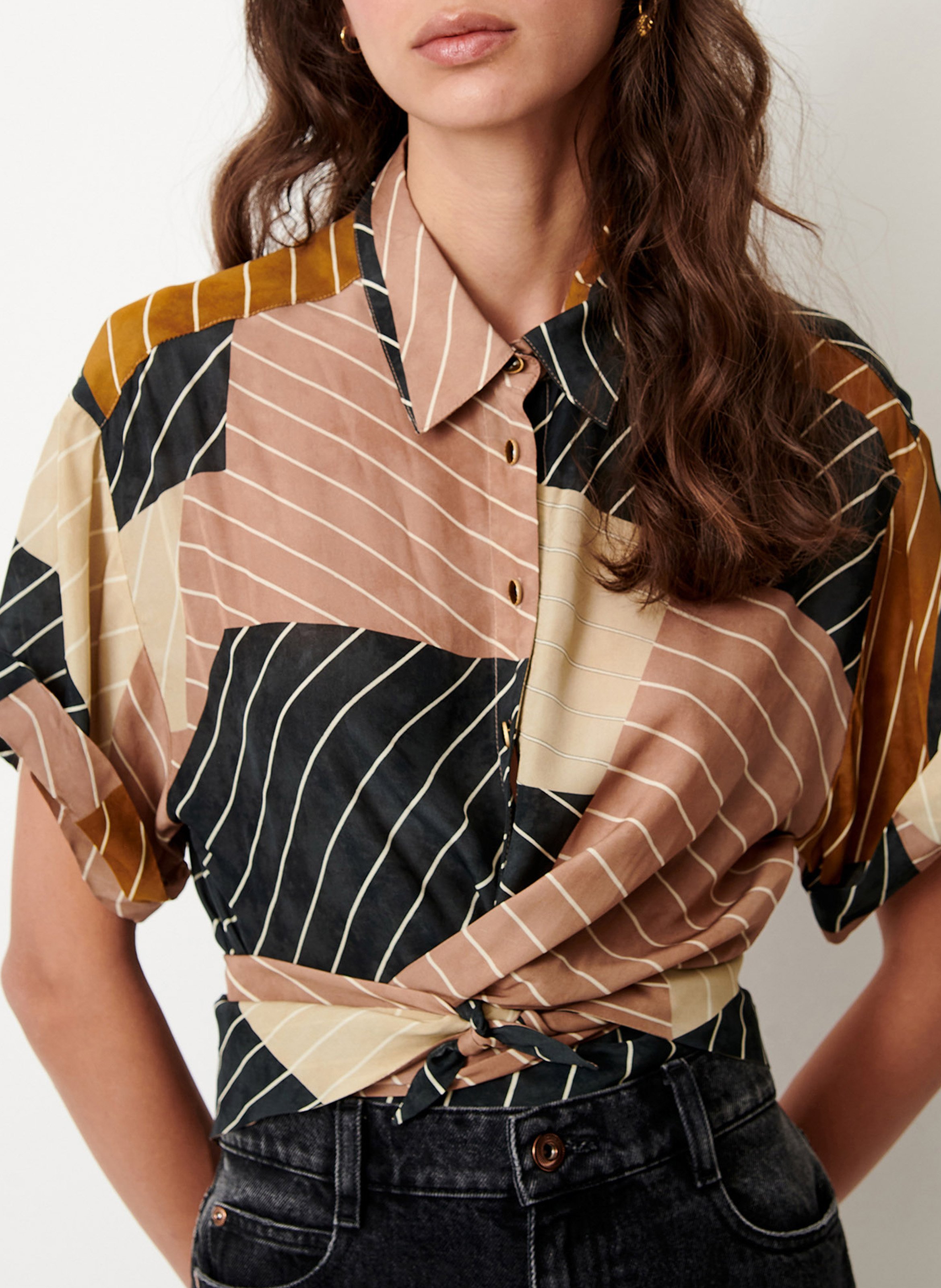 Chemise à manches courtes imprimée en coton bio procida SESSUN Multicolore