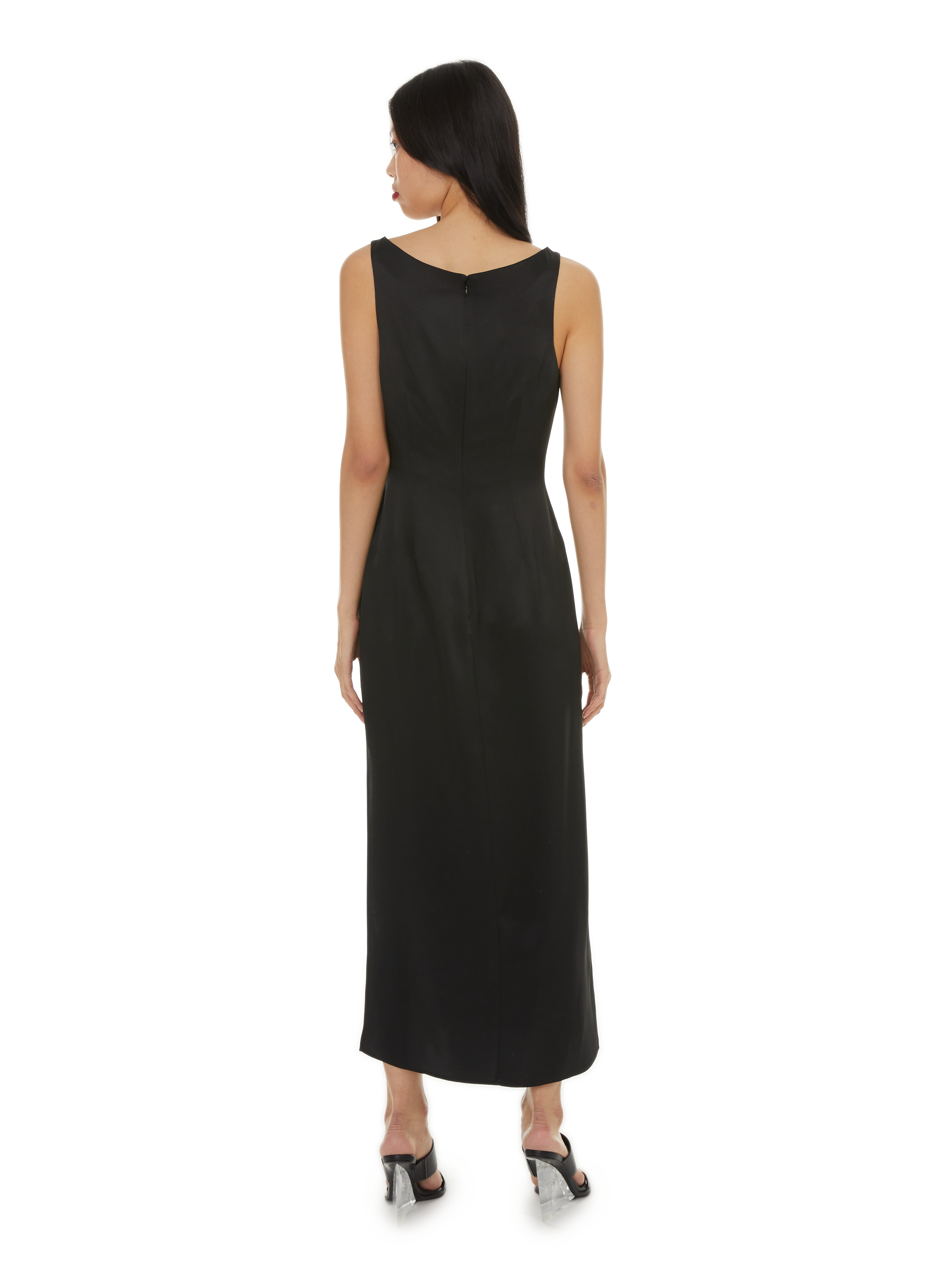 Robe crayon longue à motif en soie ALEXANDER MCQUEEN Noir