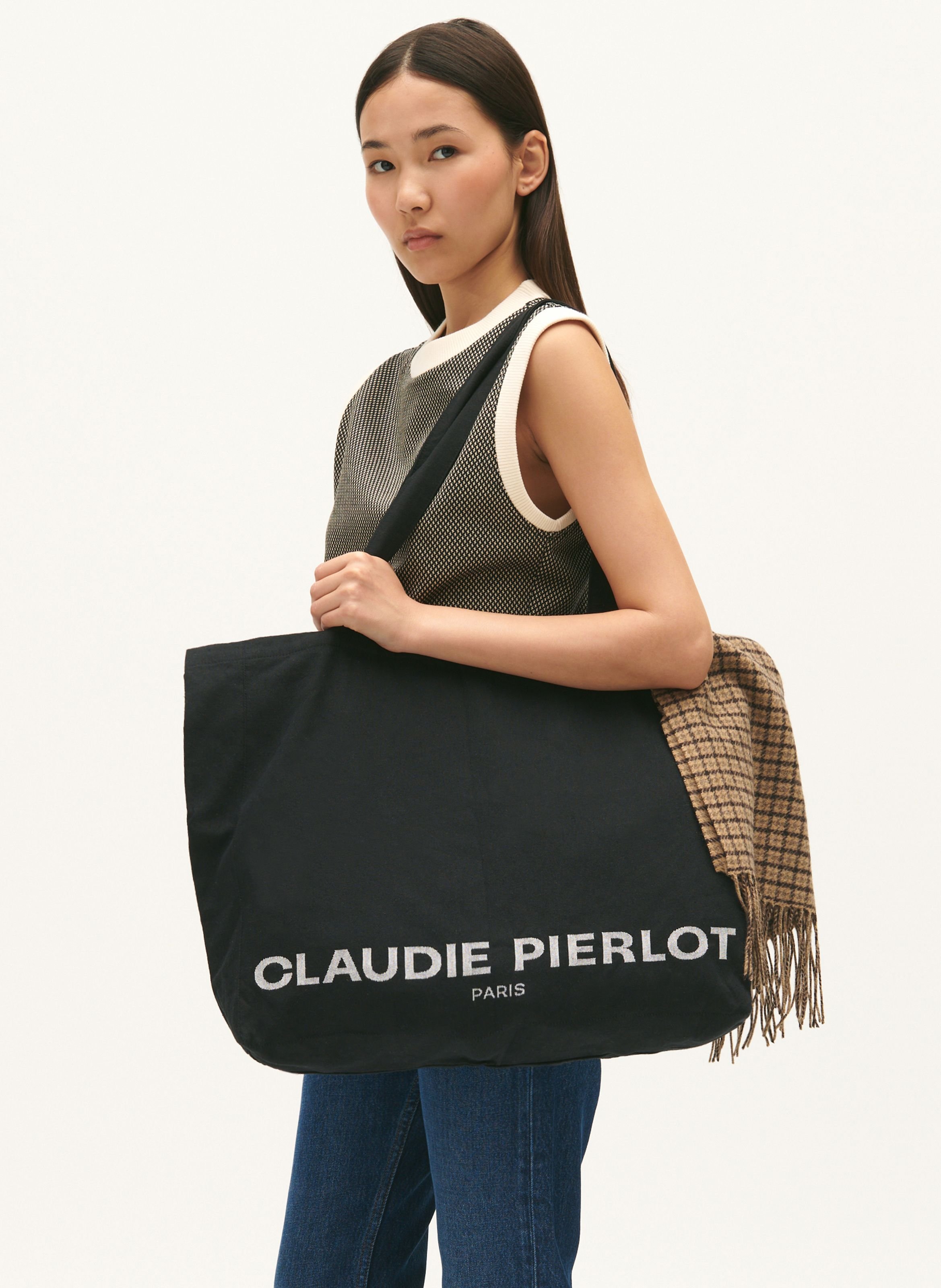 Sac cabas en coton recyclé CLAUDIE PIERLOT Noir