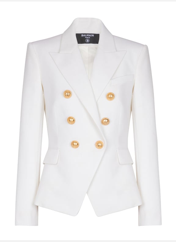 Veste 6 boutons en grain de poudre Blanc by BALMAIN BALMAIN Veste 6 boutons en grain de poudre Blanc