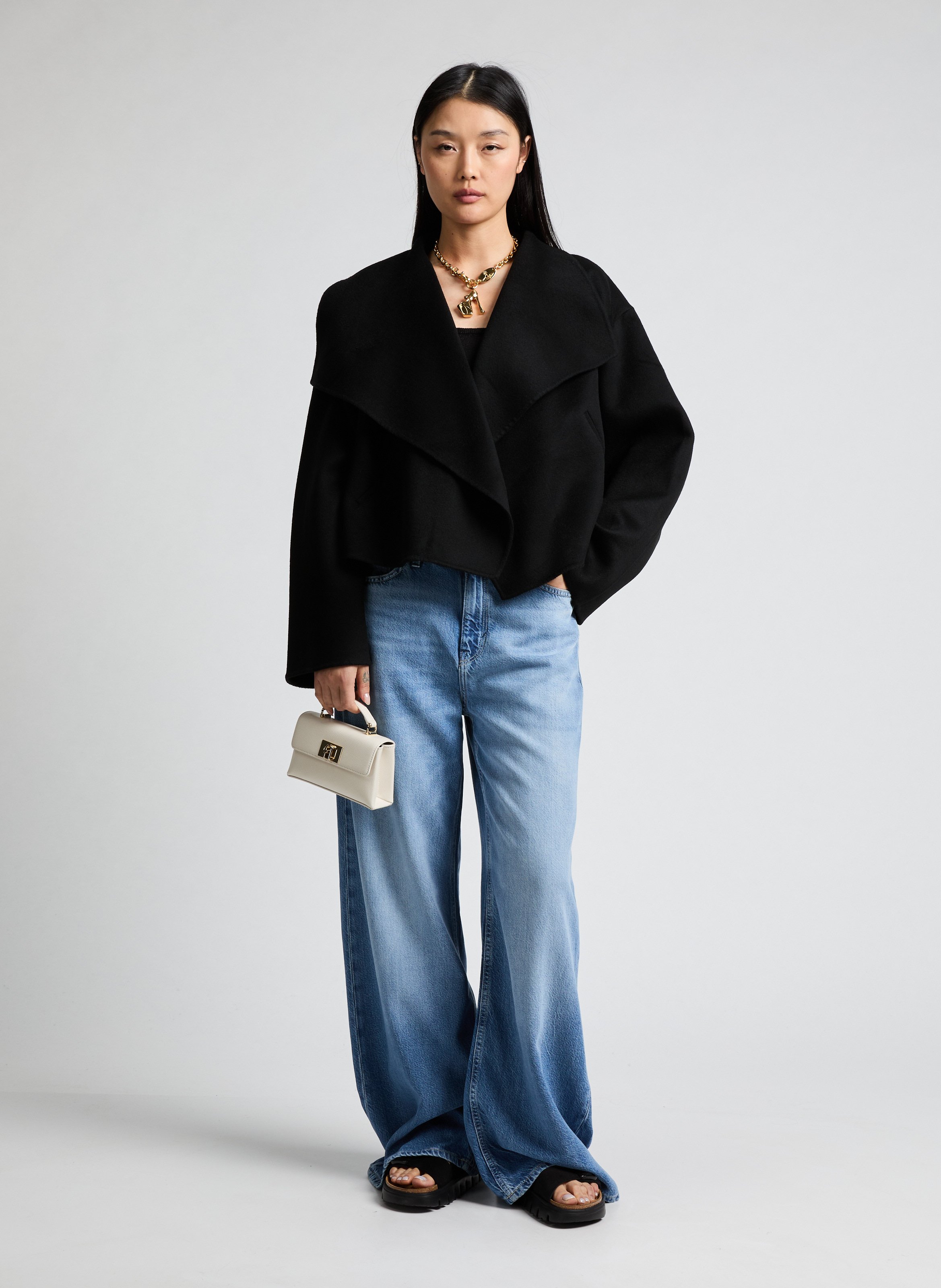 Signature Cropped Wool Jacket TOTEME Black