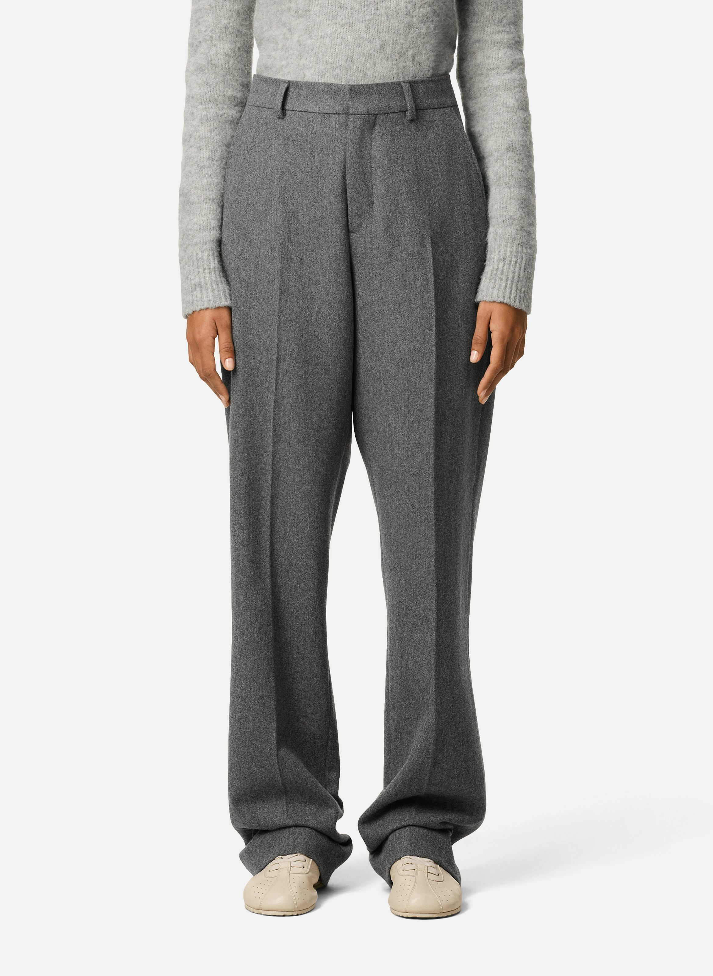 Pantalon large en laine AMI PARIS Gris