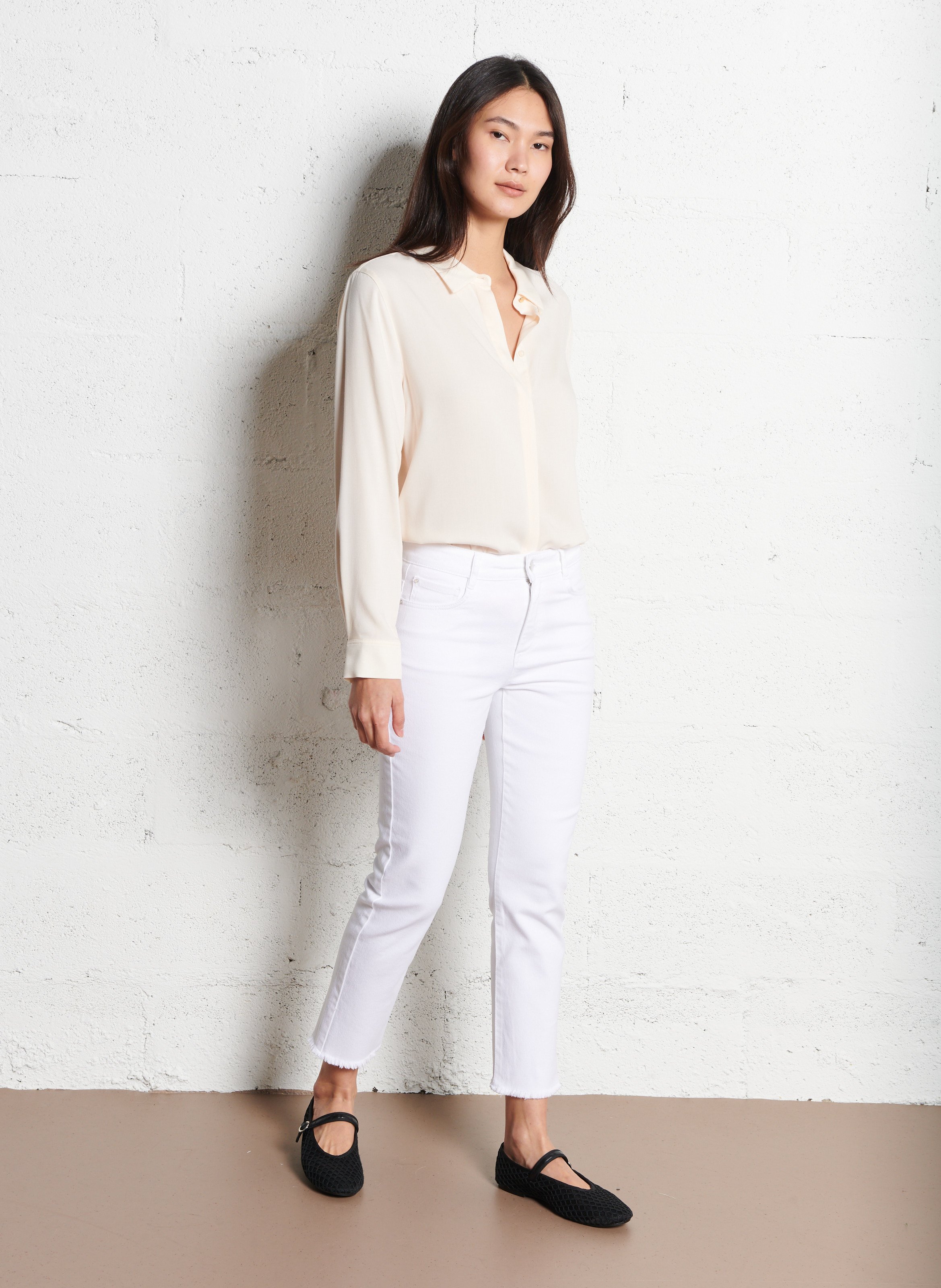 Jean droit 5 poches 7/8ème MAISON 123 Blanc