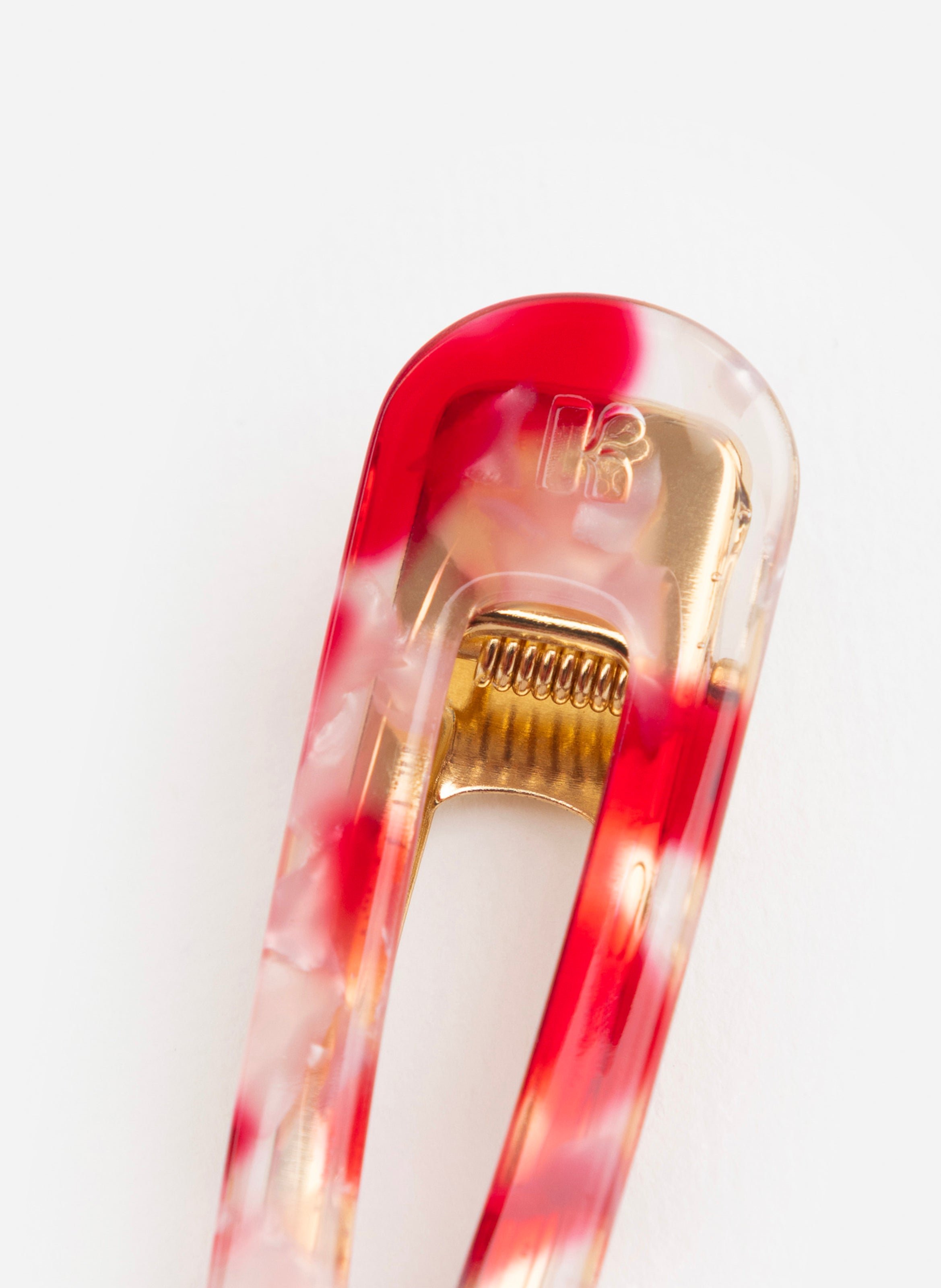 Barrette à cheveux triangle en acétate de cellulose et acier inoxydable KURAGE GINZA Rouge