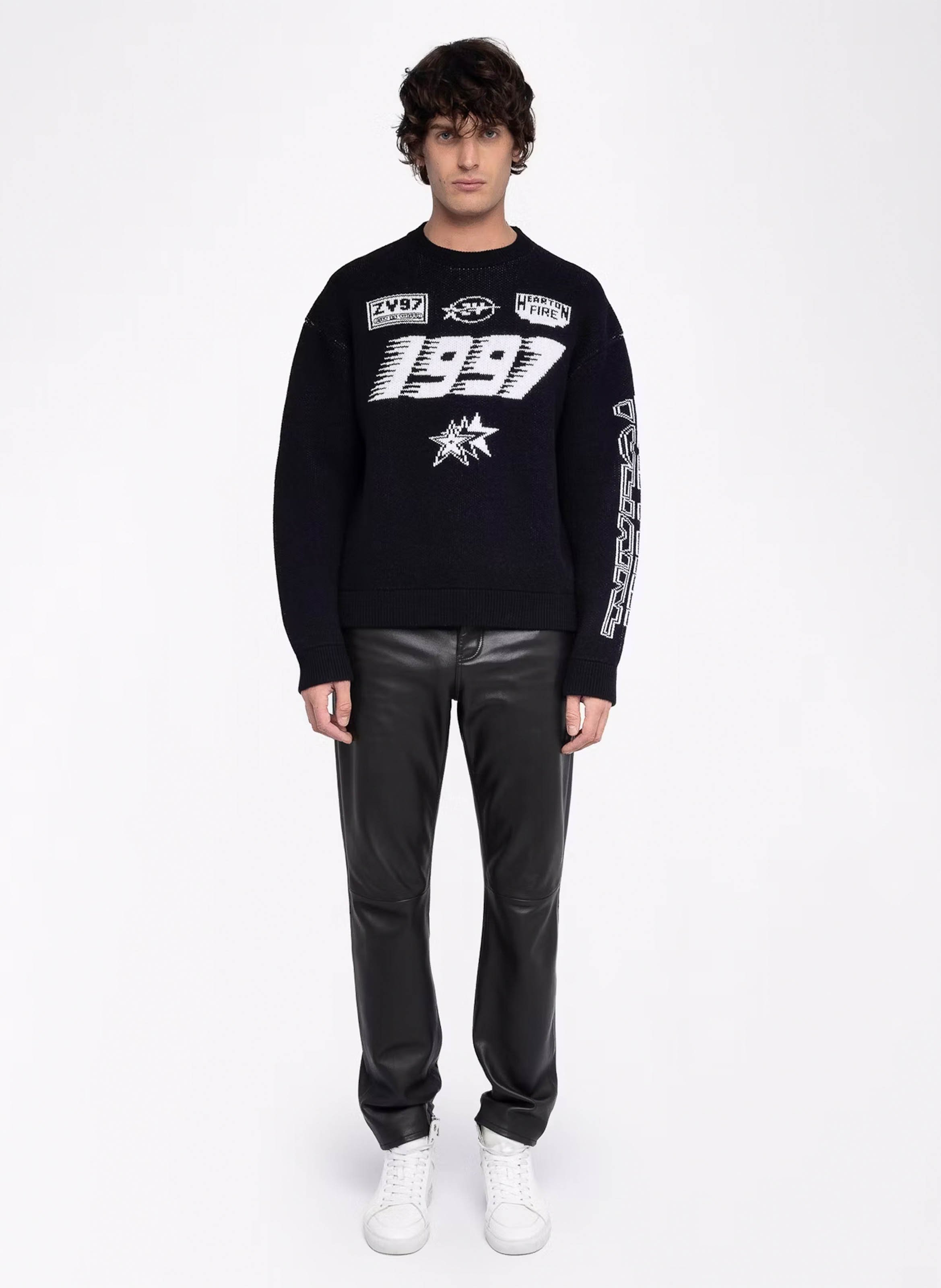 Pull droit col rond en laine et cachemire marko ZADIG&VOLTAIRE Noir