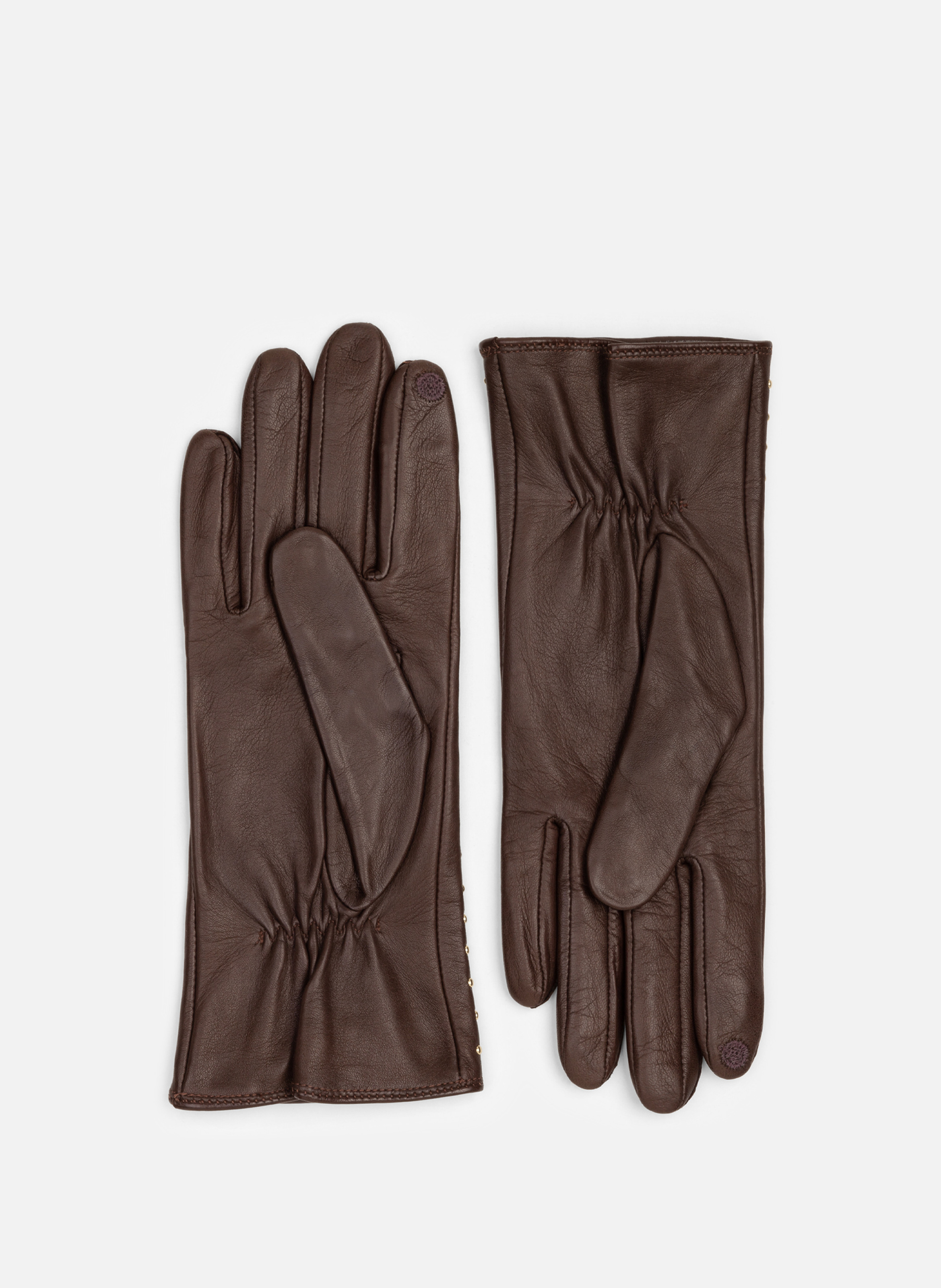 Gants en cuir d'agneau lisse LANCASTER Marron